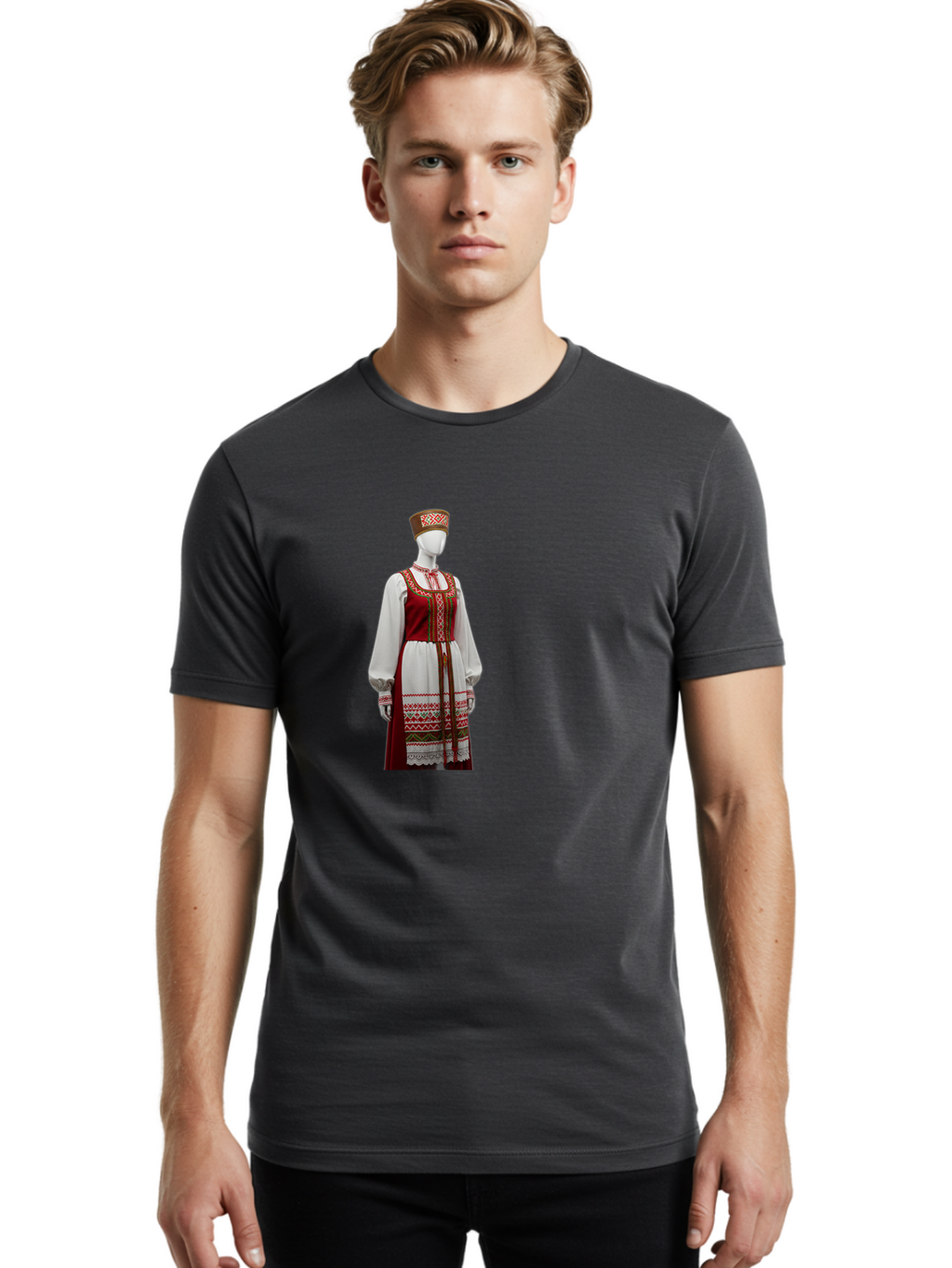 Russian-Sarafan-Dress Men'S Graphic Tee, 100% Cotton, Comfortable Casual Summer Wear, Machine Washable, Vintage Camera, Old Camera, Antique Camera, Black Camera, Classic Photography, Photography Equipment, Nostalgic Device, Film Camera, Ban383