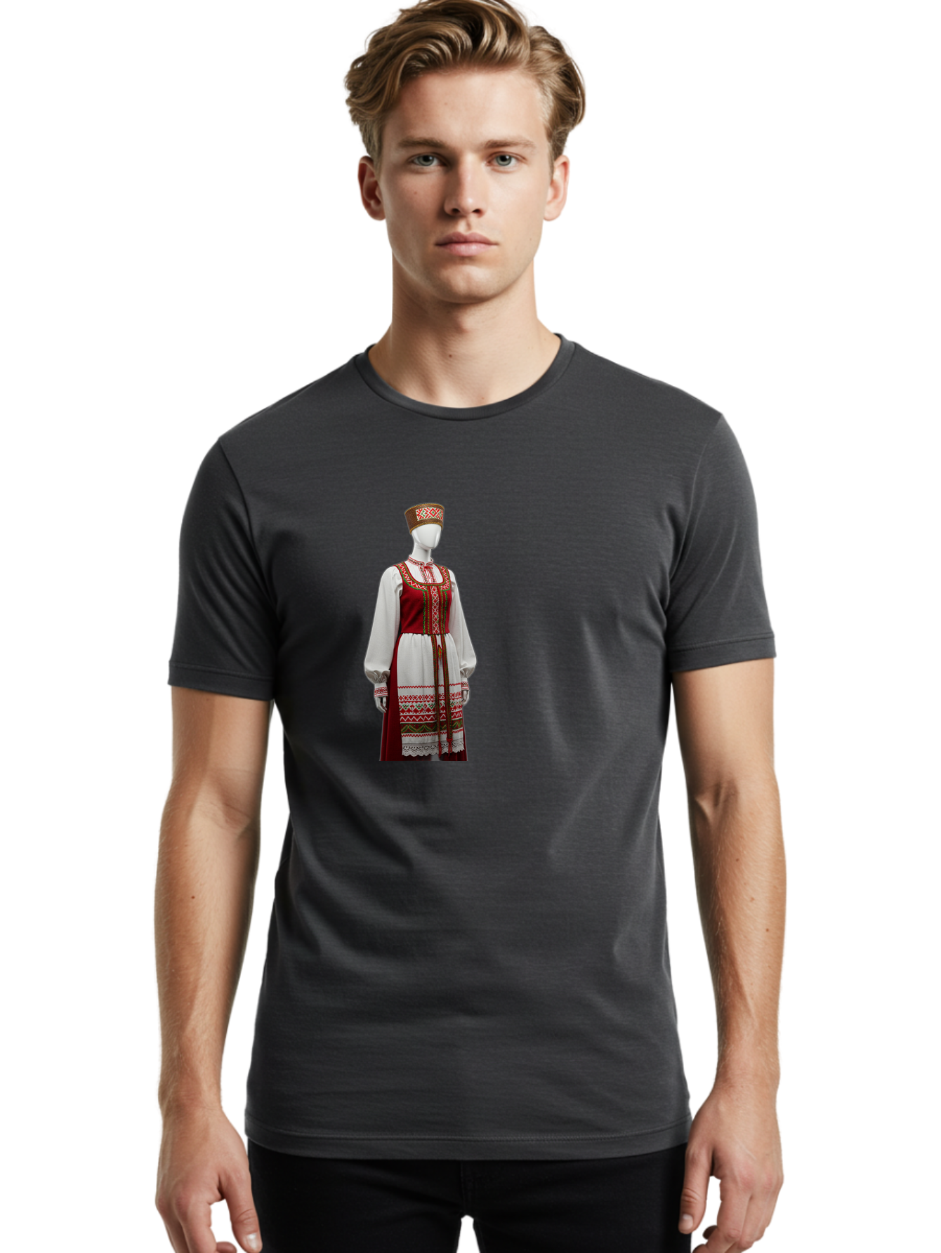 Russian-Sarafan-Dress Men'S Graphic Tee, 100% Cotton, Comfortable Casual Summer Wear, Machine Washable, Vintage Camera, Old Camera, Antique Camera, Black Camera, Classic Photography, Photography Equipment, Nostalgic Device, Film Camera, Ban383