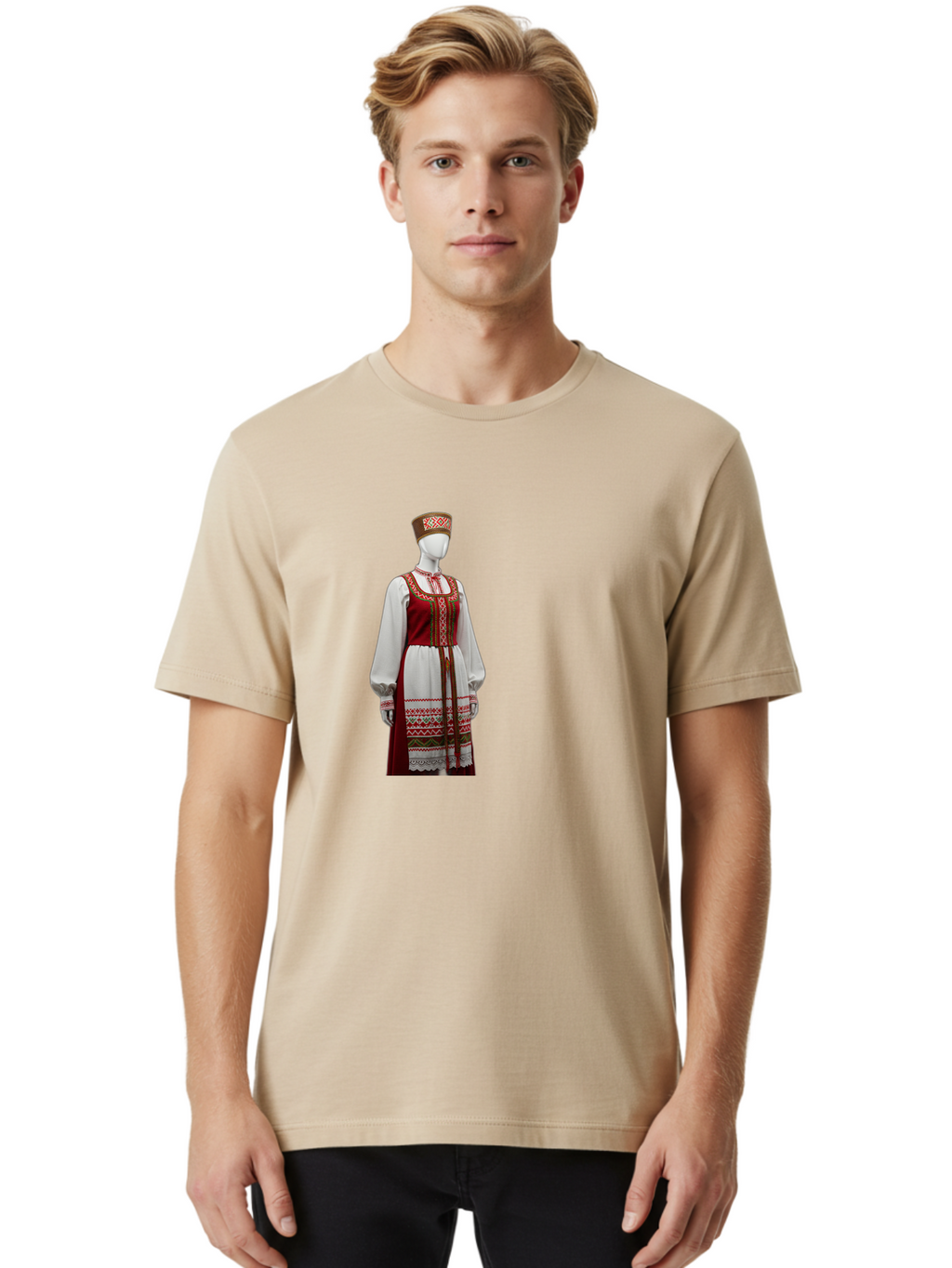 Russian-Sarafan-Dress Men'S Graphic Tee, 100% Cotton, Comfortable Casual Summer Wear, Machine Washable, Vintage Camera, Old Camera, Antique Camera, Black Camera, Classic Photography, Photography Equipment, Nostalgic Device, Film Camera, Ban383