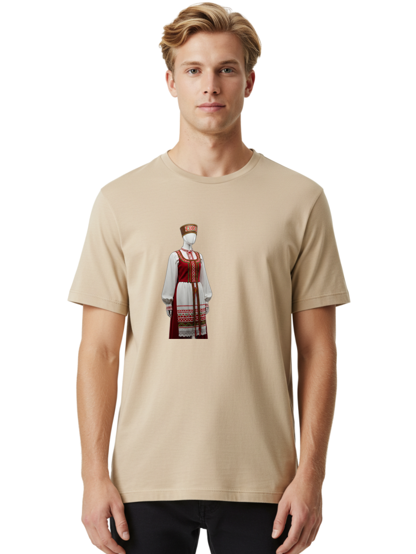 Russian-Sarafan-Dress Men'S Graphic Tee, 100% Cotton, Comfortable Casual Summer Wear, Machine Washable, Vintage Camera, Old Camera, Antique Camera, Black Camera, Classic Photography, Photography Equipment, Nostalgic Device, Film Camera, Ban383