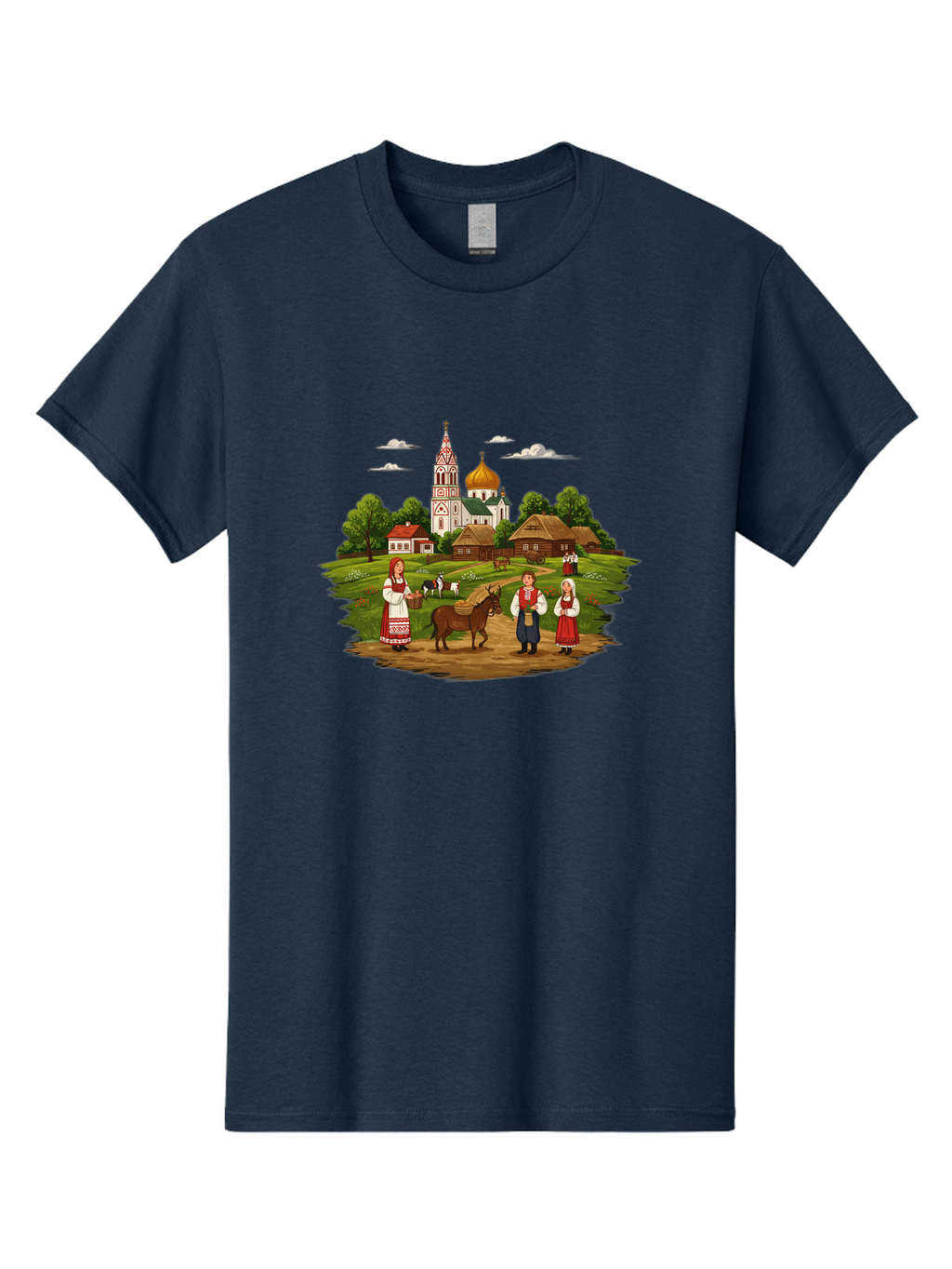 Russian-Village-Scene Men'S Graphic Tee, 100% Cotton, Comfortable Casual Summer Wear, Machine Washable, Vintage Camera, Old Camera, Antique Camera, Black Camera, Classic Photography, Photography Equipment, Nostalgic Device, Film Camera, Ban384