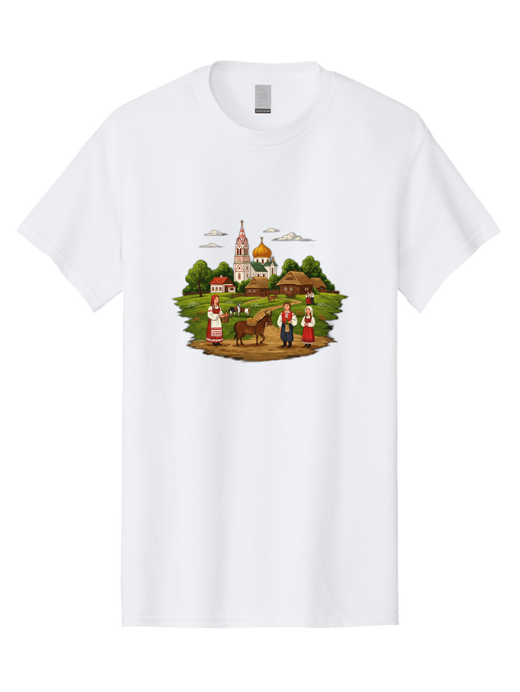 Russian-Village-Scene Men'S Graphic Tee, 100% Cotton, Comfortable Casual Summer Wear, Machine Washable, Vintage Camera, Old Camera, Antique Camera, Black Camera, Classic Photography, Photography Equipment, Nostalgic Device, Film Camera, Ban384