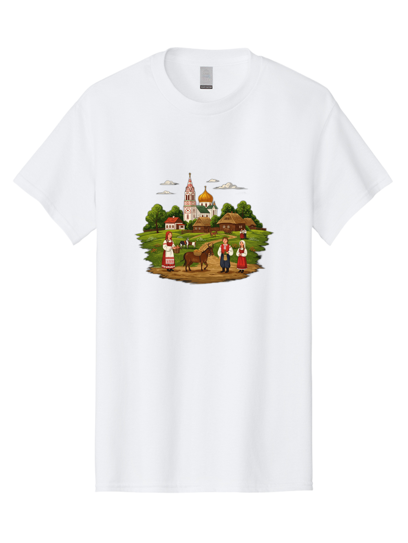 Russian-Village-Scene Men'S Graphic Tee, 100% Cotton, Comfortable Casual Summer Wear, Machine Washable, Vintage Camera, Old Camera, Antique Camera, Black Camera, Classic Photography, Photography Equipment, Nostalgic Device, Film Camera, Ban384