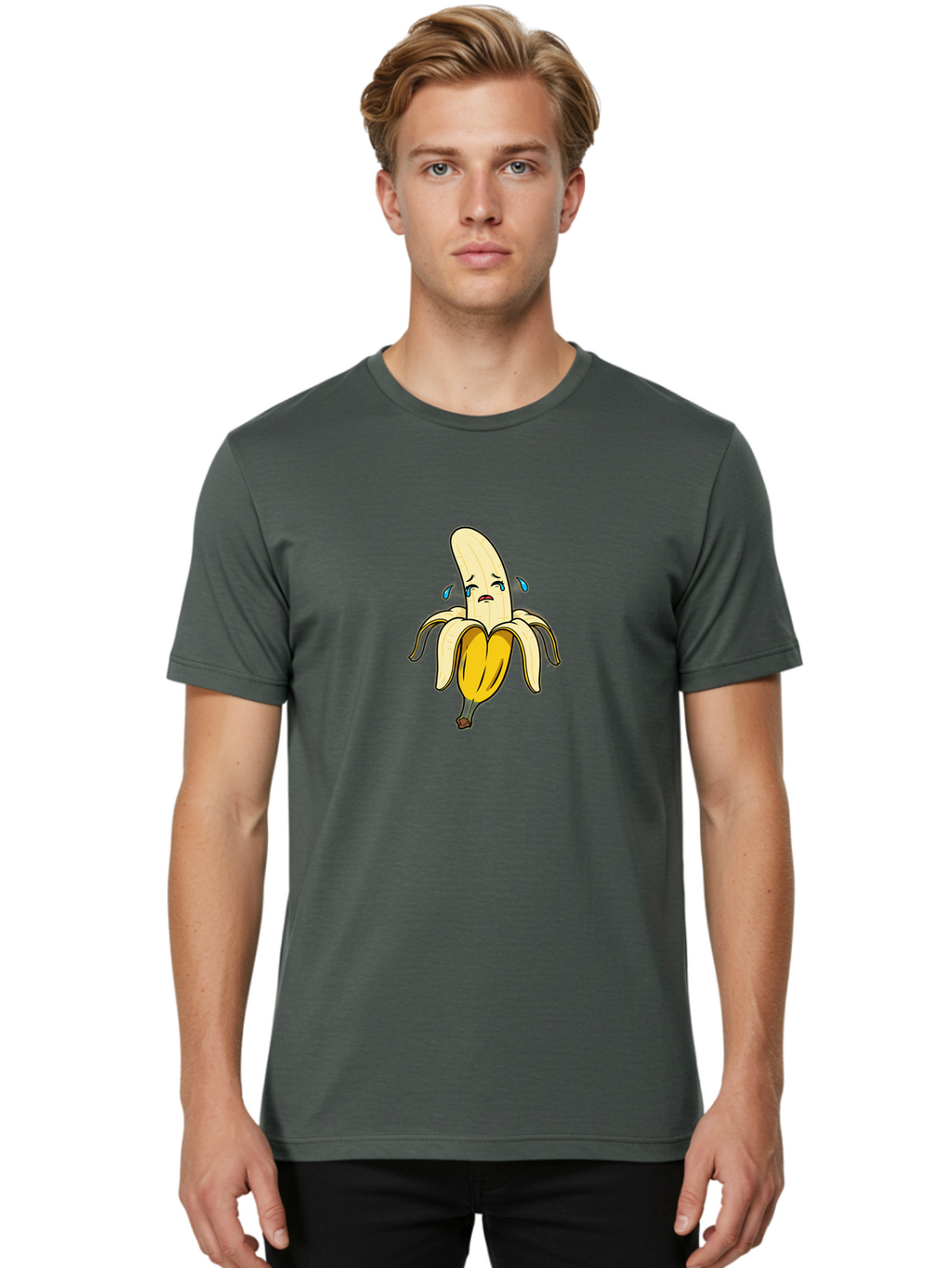 Sad-Banana-2 Men'S Graphic Tee, 100% Cotton, Comfortable Casual Summer Wear, Machine Washable, Vintage Camera, Old Camera, Antique Camera, Black Camera, Classic Photography, Photography Equipment, Nostalgic Device, Film Camera, Camera Art Ban390