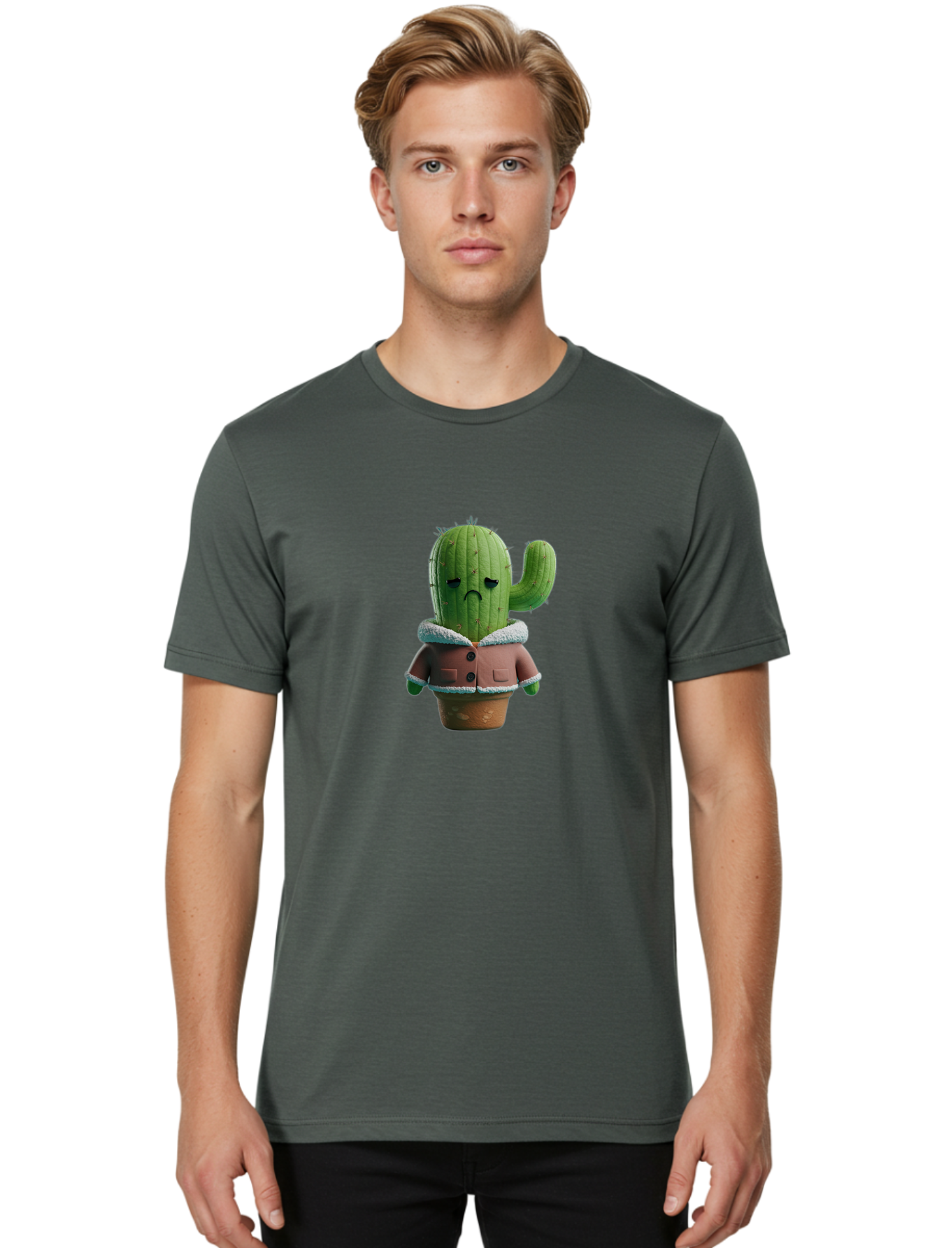 Sad-Cactus-1 Men'S Graphic Tee, 100% Cotton, Comfortable Casual Summer Wear, Machine Washable, Vintage Camera, Old Camera, Antique Camera, Black Camera, Classic Photography, Photography Equipment, Nostalgic Device, Film Camera, Camera Art Ban396