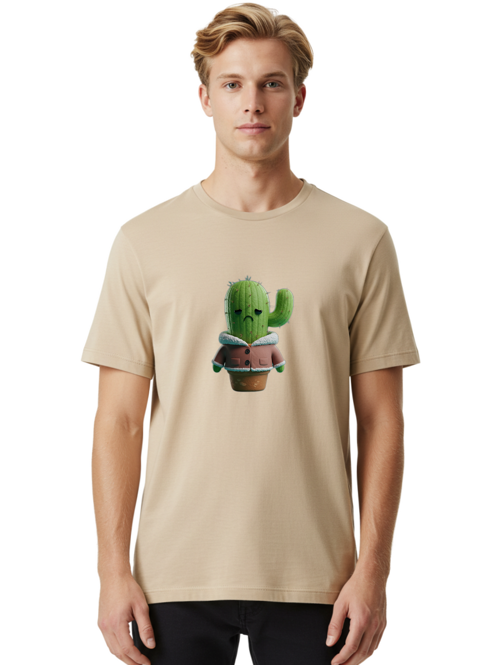 Sad-Cactus-1 Men'S Graphic Tee, 100% Cotton, Comfortable Casual Summer Wear, Machine Washable, Vintage Camera, Old Camera, Antique Camera, Black Camera, Classic Photography, Photography Equipment, Nostalgic Device, Film Camera, Camera Art Ban396
