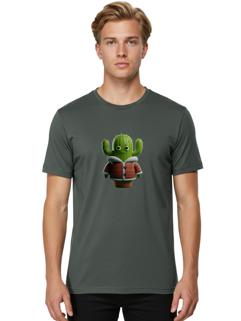 Sad-Cactus-2 Men'S Graphic Tee, 100% Cotton, Comfortable Casual Summer Wear, Machine Washable, Vintage Camera, Old Camera, Antique Camera, Black Camera, Classic Photography, Photography Equipment, Nostalgic Device, Film Camera, Camera Art Ban397