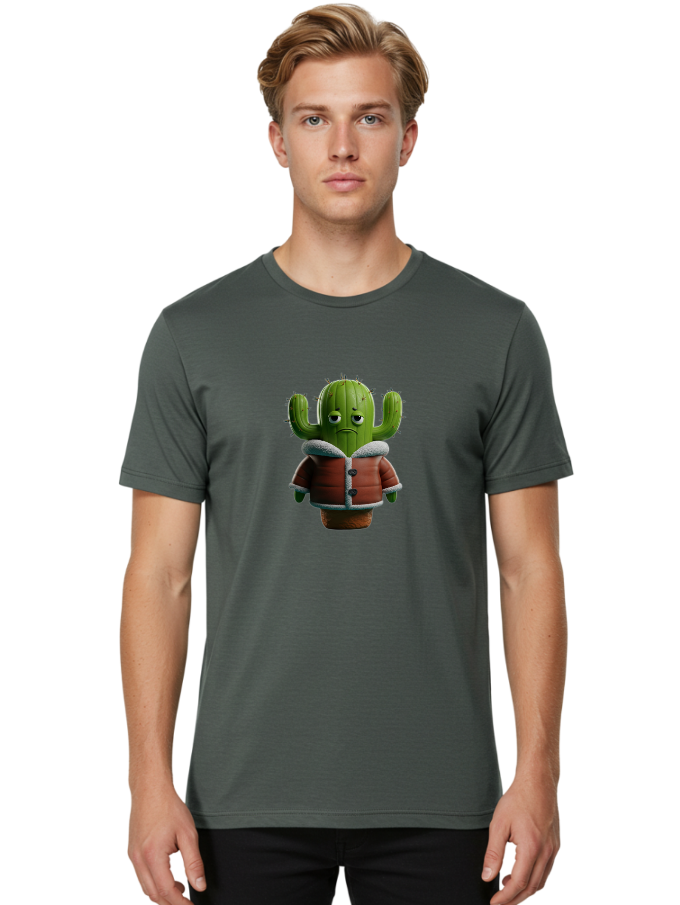 Sad-Cactus-2 Men'S Graphic Tee, 100% Cotton, Comfortable Casual Summer Wear, Machine Washable, Vintage Camera, Old Camera, Antique Camera, Black Camera, Classic Photography, Photography Equipment, Nostalgic Device, Film Camera, Camera Art Ban397