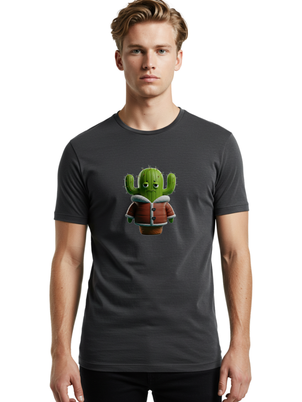 Sad-Cactus-2 Men'S Graphic Tee, 100% Cotton, Comfortable Casual Summer Wear, Machine Washable, Vintage Camera, Old Camera, Antique Camera, Black Camera, Classic Photography, Photography Equipment, Nostalgic Device, Film Camera, Camera Art Ban397