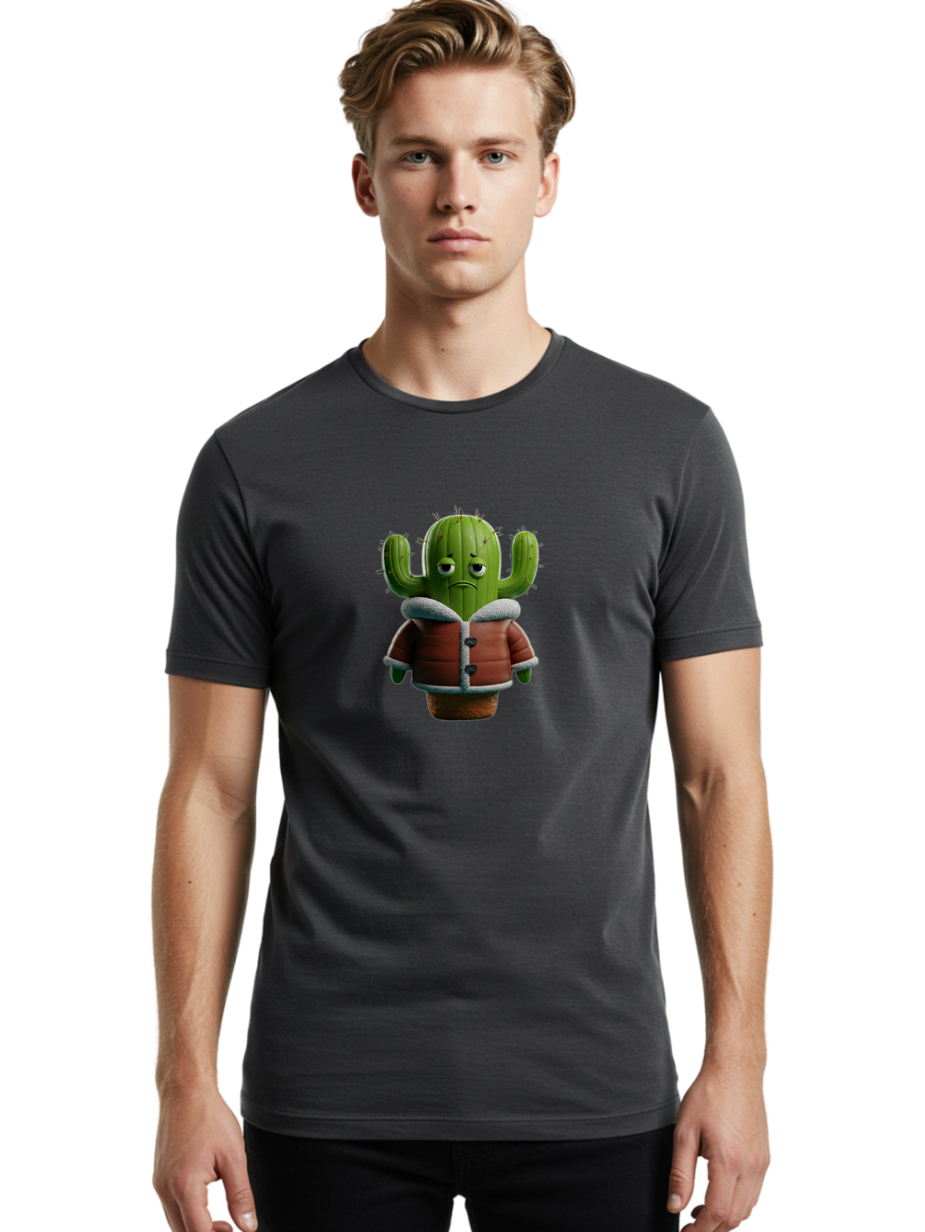 Sad-Cactus-2 Men'S Graphic Tee, 100% Cotton, Comfortable Casual Summer Wear, Machine Washable, Vintage Camera, Old Camera, Antique Camera, Black Camera, Classic Photography, Photography Equipment, Nostalgic Device, Film Camera, Camera Art Ban397