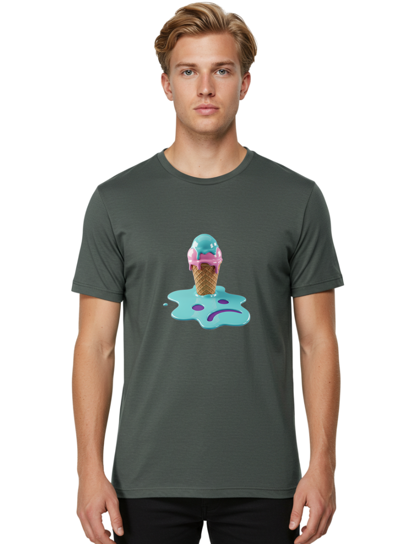Sad-Ice-Cream Men'S Graphic Tee, 100% Cotton, Comfortable Casual Summer Wear, Machine Washable, Vintage Camera, Old Camera, Antique Camera, Black Camera, Classic Photography, Photography Equipment, Nostalgic Device, Film Camera, Camera Art Ban401