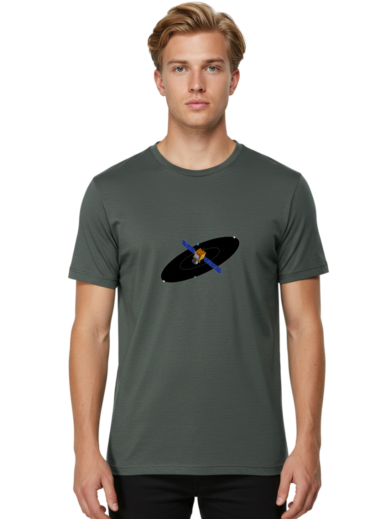 Satellite Men'S Graphic Tee, 100% Cotton, Comfortable Casual Summer Wear, Machine Washable, Vintage Camera, Old Camera, Antique Camera, Black Camera, Classic Photography, Photography Equipment, Nostalgic Device, Film Camera, Camera Art Ban426