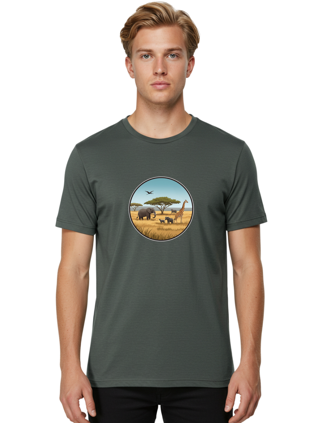 Savannah-Animals Men'S Graphic Tee, 100% Cotton, Comfortable Casual Summer Wear, Machine Washable, Vintage Camera, Old Camera, Antique Camera, Black Camera, Classic Photography, Photography Equipment, Nostalgic Device, Film Camera, Camera Art Ban429