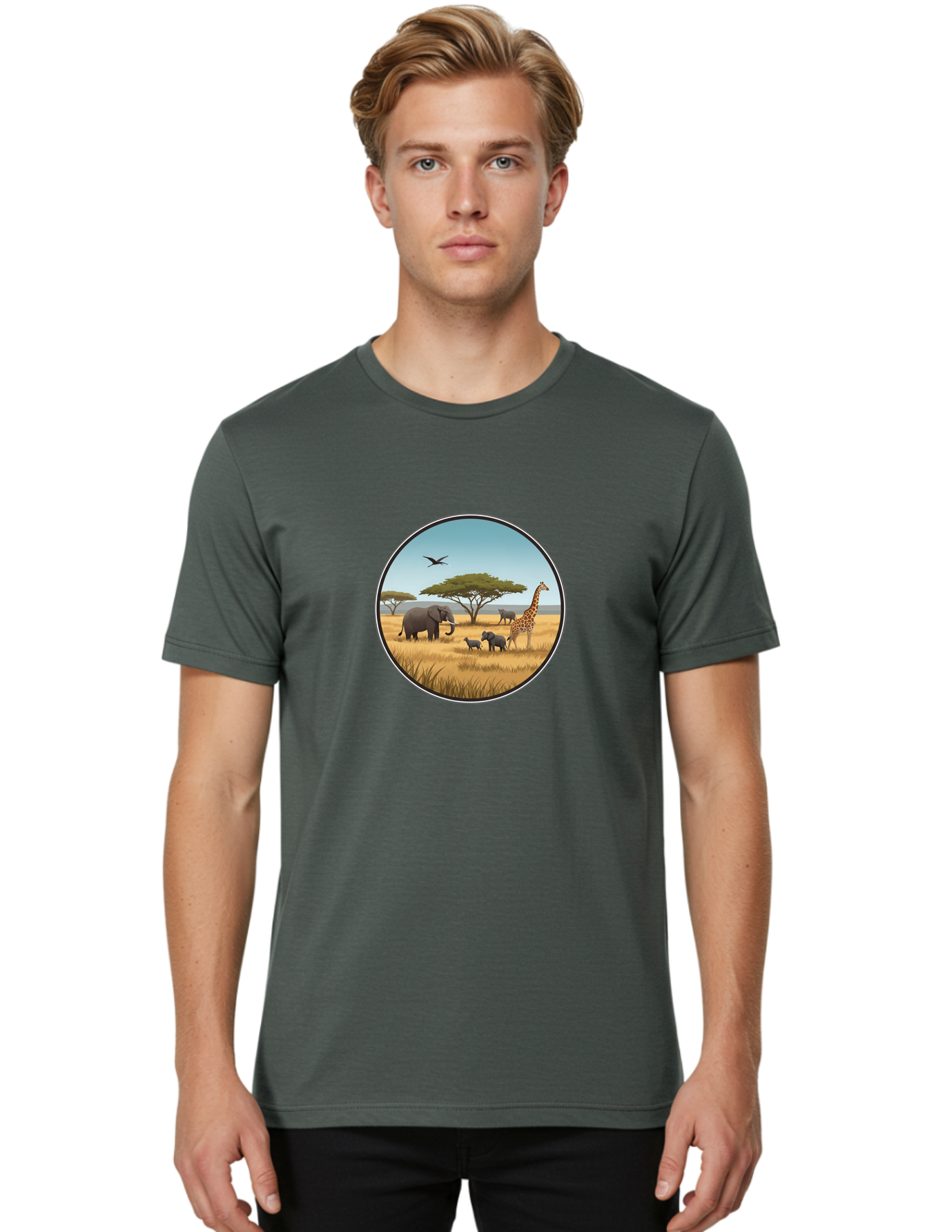 Savannah-Animals Men'S Graphic Tee, 100% Cotton, Comfortable Casual Summer Wear, Machine Washable, Vintage Camera, Old Camera, Antique Camera, Black Camera, Classic Photography, Photography Equipment, Nostalgic Device, Film Camera, Camera Art Ban429