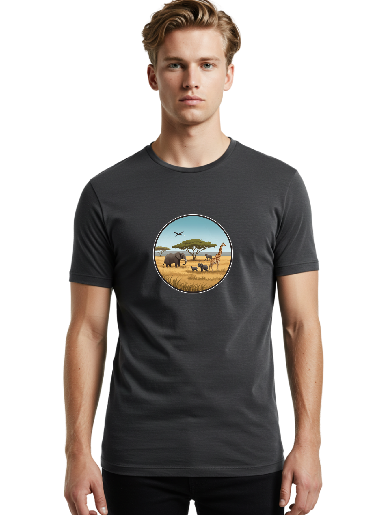 Savannah-Animals Men'S Graphic Tee, 100% Cotton, Comfortable Casual Summer Wear, Machine Washable, Vintage Camera, Old Camera, Antique Camera, Black Camera, Classic Photography, Photography Equipment, Nostalgic Device, Film Camera, Camera Art Ban429