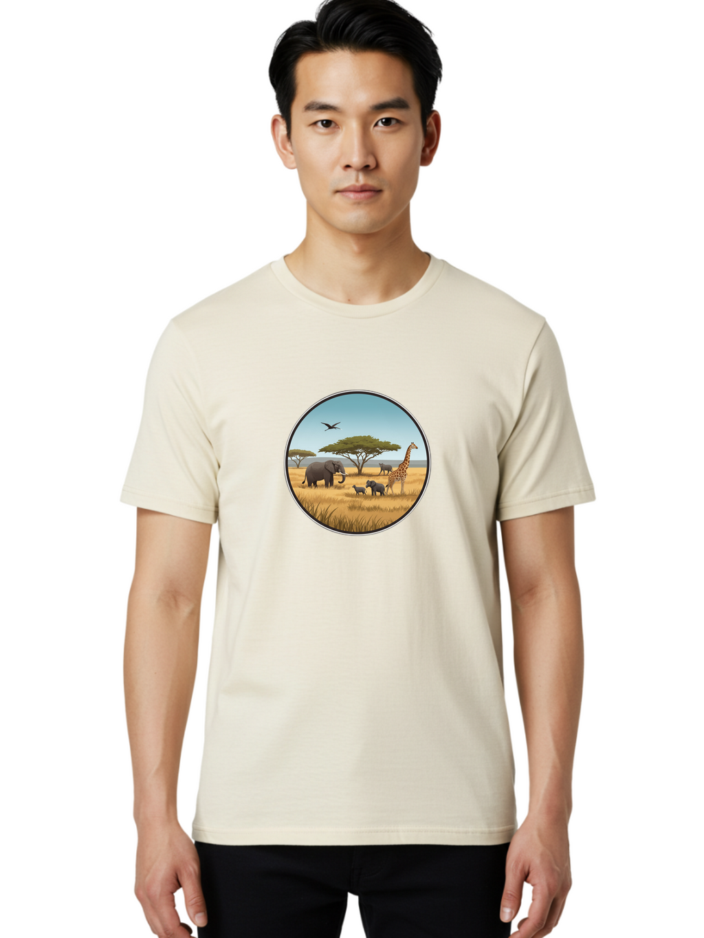 Savannah-Animals Men'S Graphic Tee, 100% Cotton, Comfortable Casual Summer Wear, Machine Washable, Vintage Camera, Old Camera, Antique Camera, Black Camera, Classic Photography, Photography Equipment, Nostalgic Device, Film Camera, Camera Art Ban429