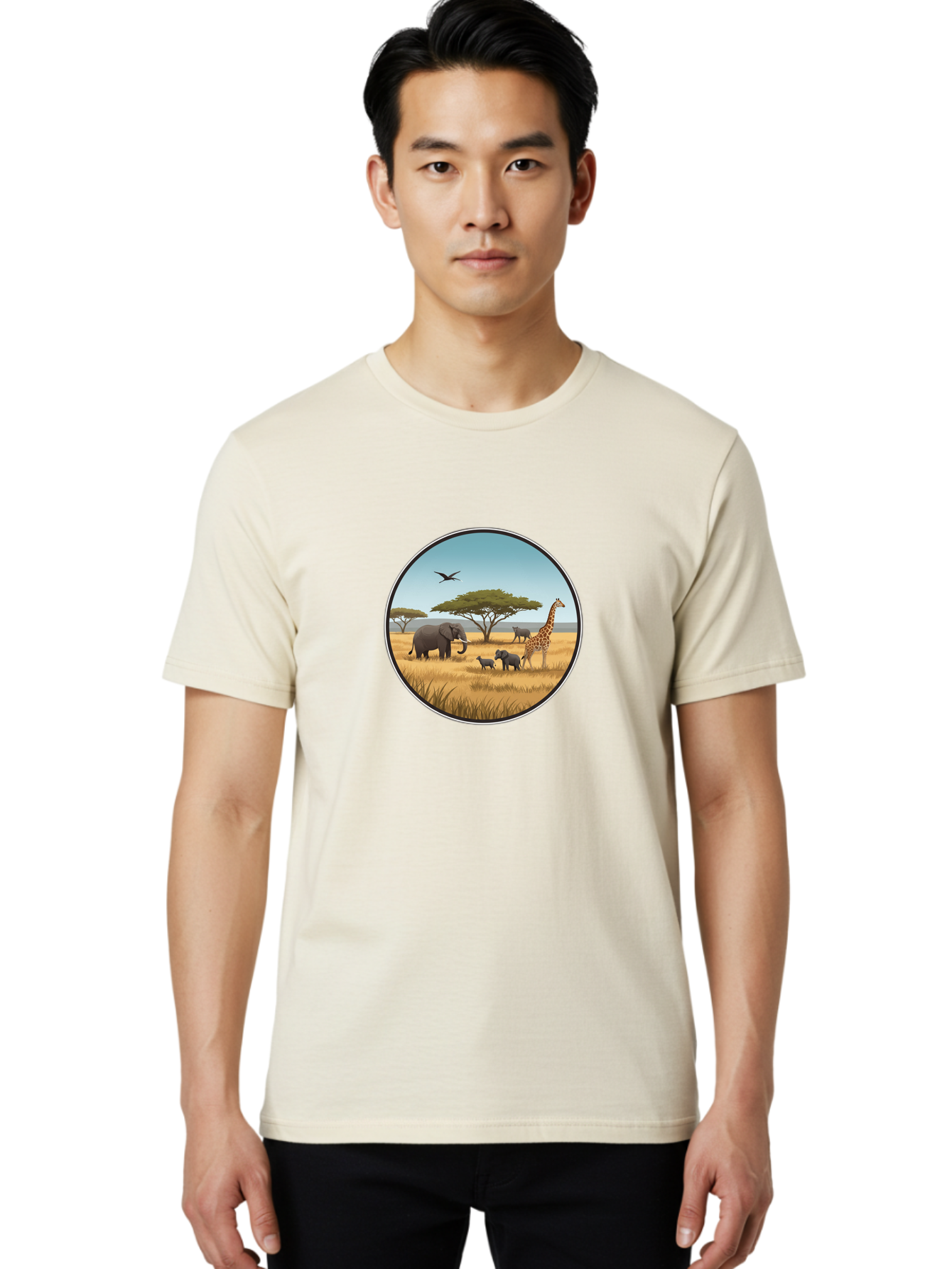 Savannah-Animals Men'S Graphic Tee, 100% Cotton, Comfortable Casual Summer Wear, Machine Washable, Vintage Camera, Old Camera, Antique Camera, Black Camera, Classic Photography, Photography Equipment, Nostalgic Device, Film Camera, Camera Art Ban429