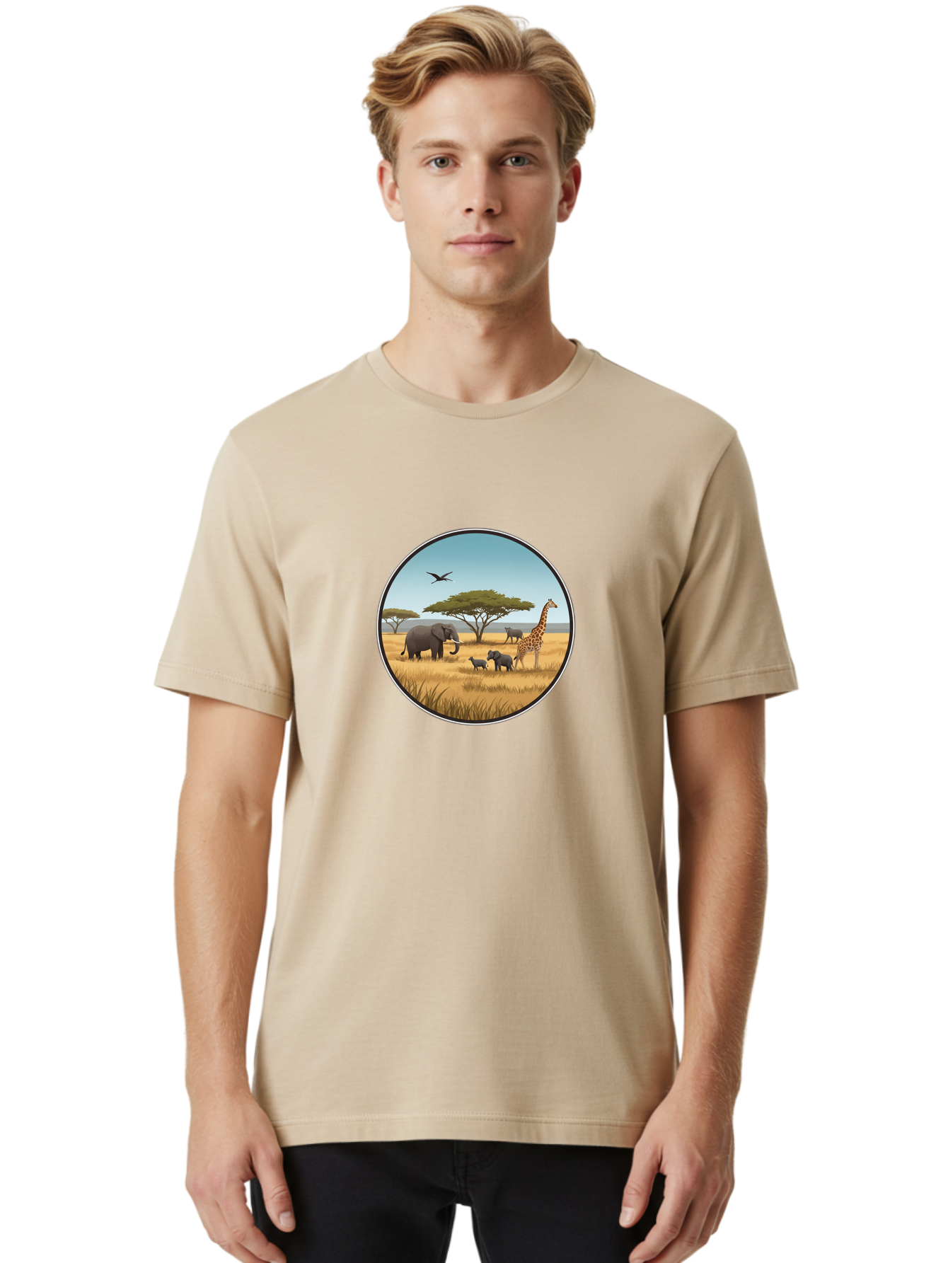 Savannah-Animals Men'S Graphic Tee, 100% Cotton, Comfortable Casual Summer Wear, Machine Washable, Vintage Camera, Old Camera, Antique Camera, Black Camera, Classic Photography, Photography Equipment, Nostalgic Device, Film Camera, Camera Art Ban429