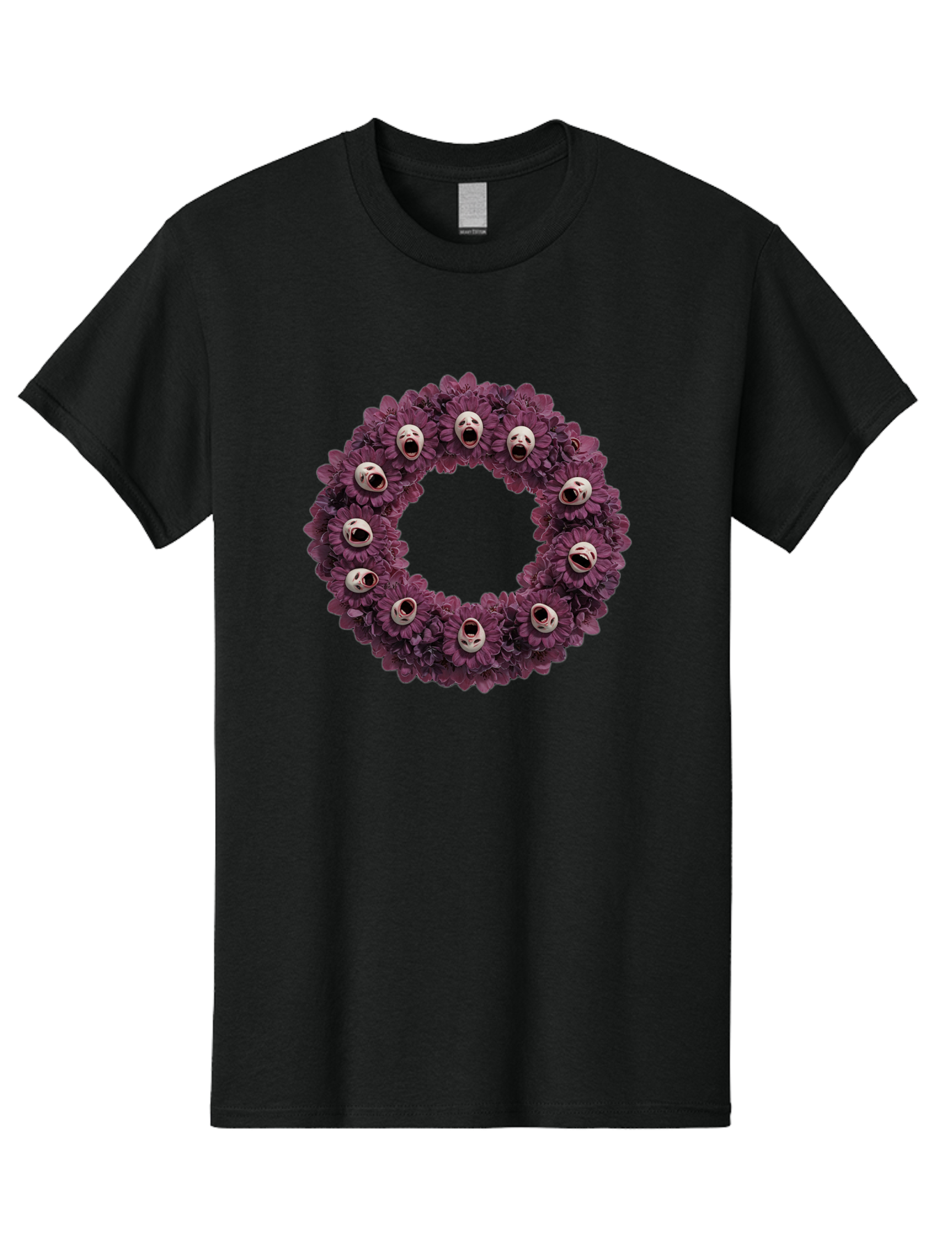 Scream-Faces-Wreath Men'S Graphic Tee, 100% Cotton, Comfortable Casual Summer Wear, Machine Washable, Vintage Camera, Old Camera, Antique Camera, Black Camera, Classic Photography, Photography Equipment, Nostalgic Device, Film Camera, Ban436