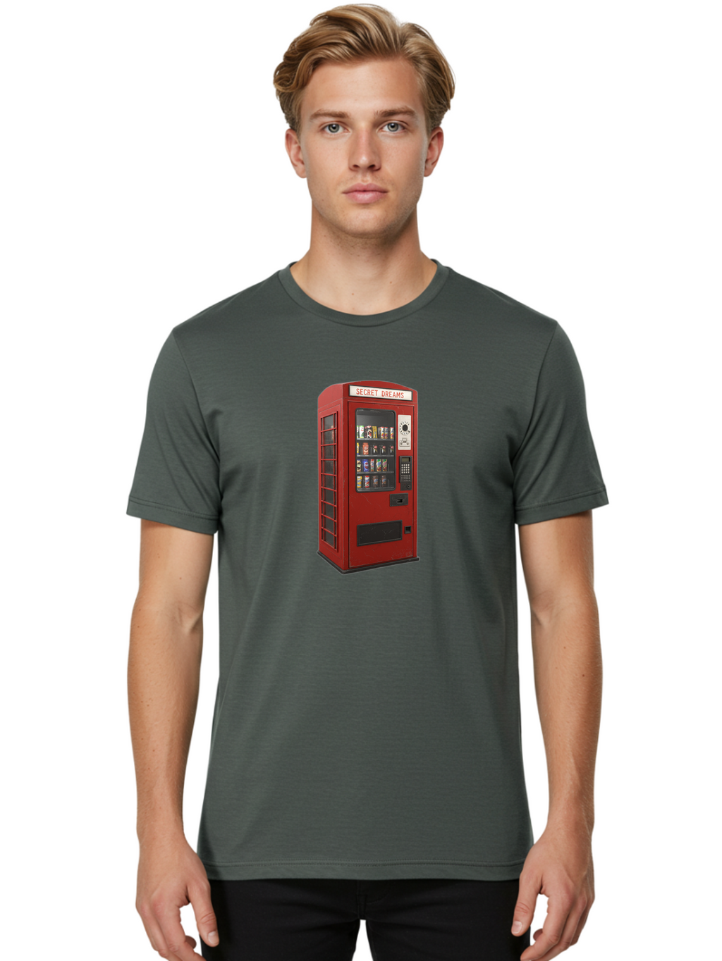 Secret-Dreams-Vending-Machine Men'S Graphic Tee, 100% Cotton, Comfortable Casual Summer Wear, Machine Washable, Vintage Camera, Old Camera, Antique Camera, Black Camera, Classic Photography, Photography Equipment, Nostalgic Device, Ban440