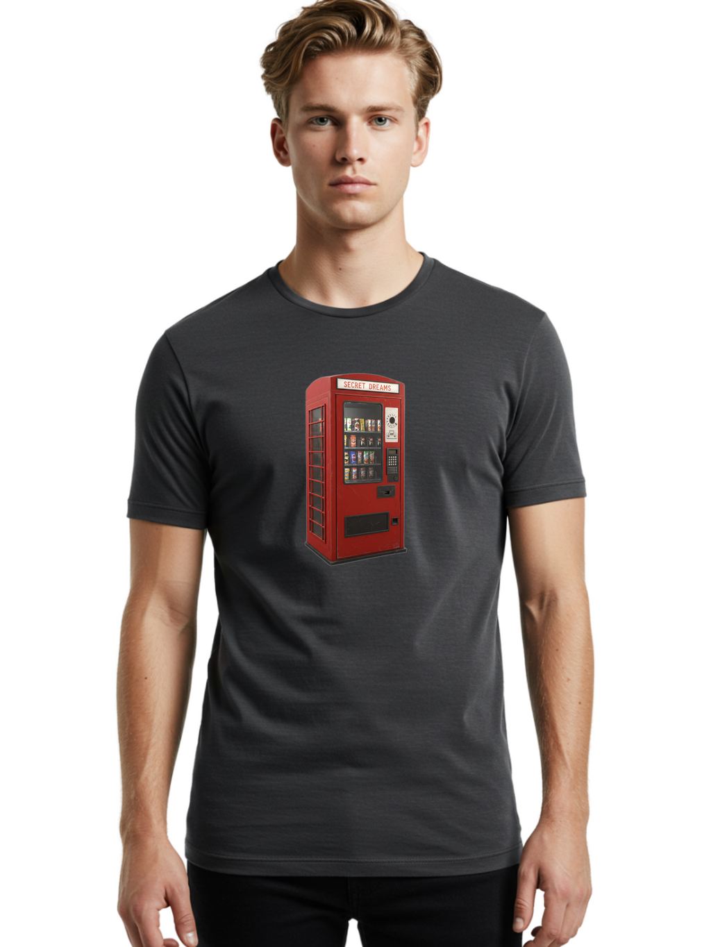 Secret-Dreams-Vending-Machine Men'S Graphic Tee, 100% Cotton, Comfortable Casual Summer Wear, Machine Washable, Vintage Camera, Old Camera, Antique Camera, Black Camera, Classic Photography, Photography Equipment, Nostalgic Device, Ban440