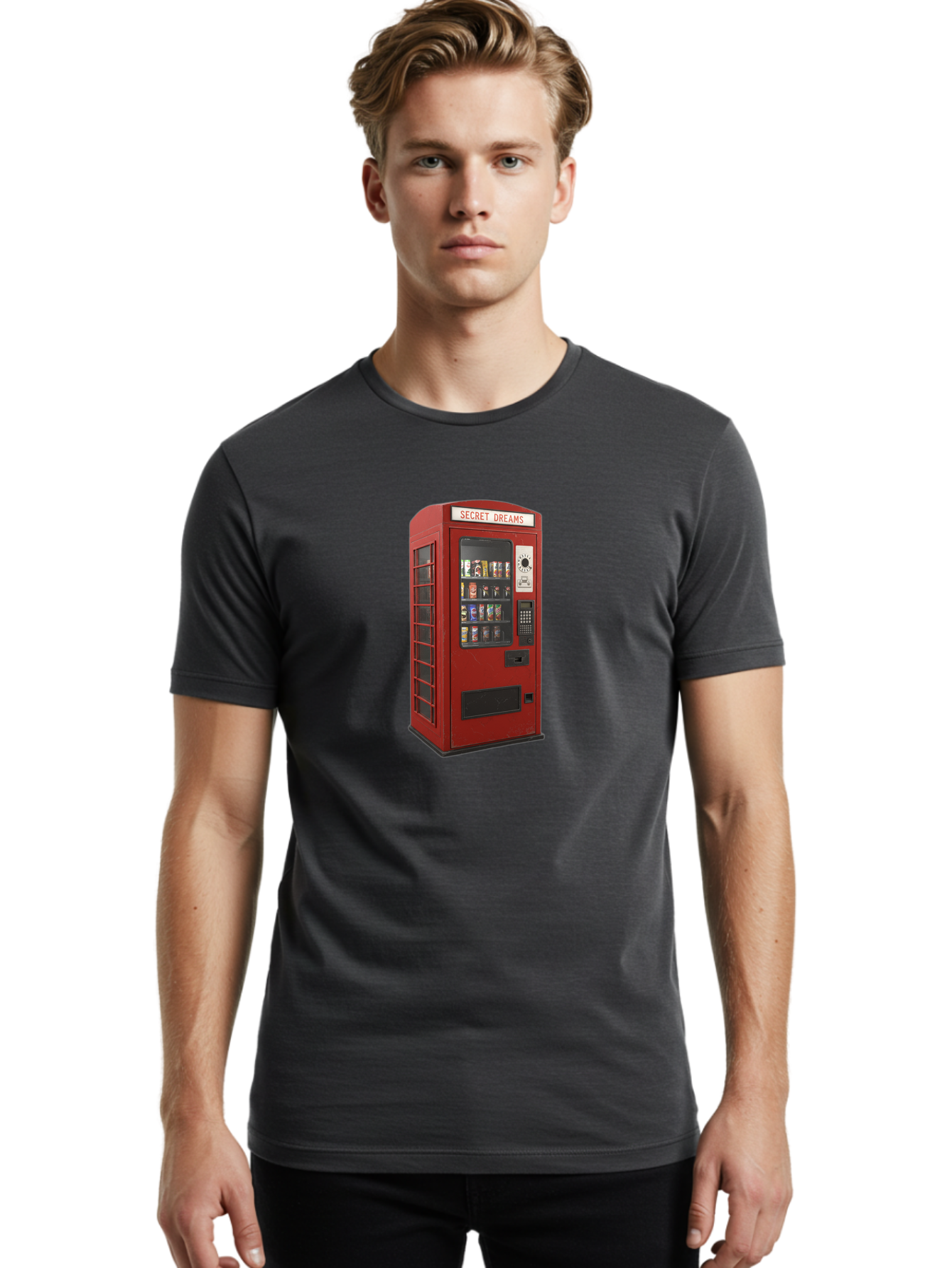 Secret-Dreams-Vending-Machine Men'S Graphic Tee, 100% Cotton, Comfortable Casual Summer Wear, Machine Washable, Vintage Camera, Old Camera, Antique Camera, Black Camera, Classic Photography, Photography Equipment, Nostalgic Device, Ban440