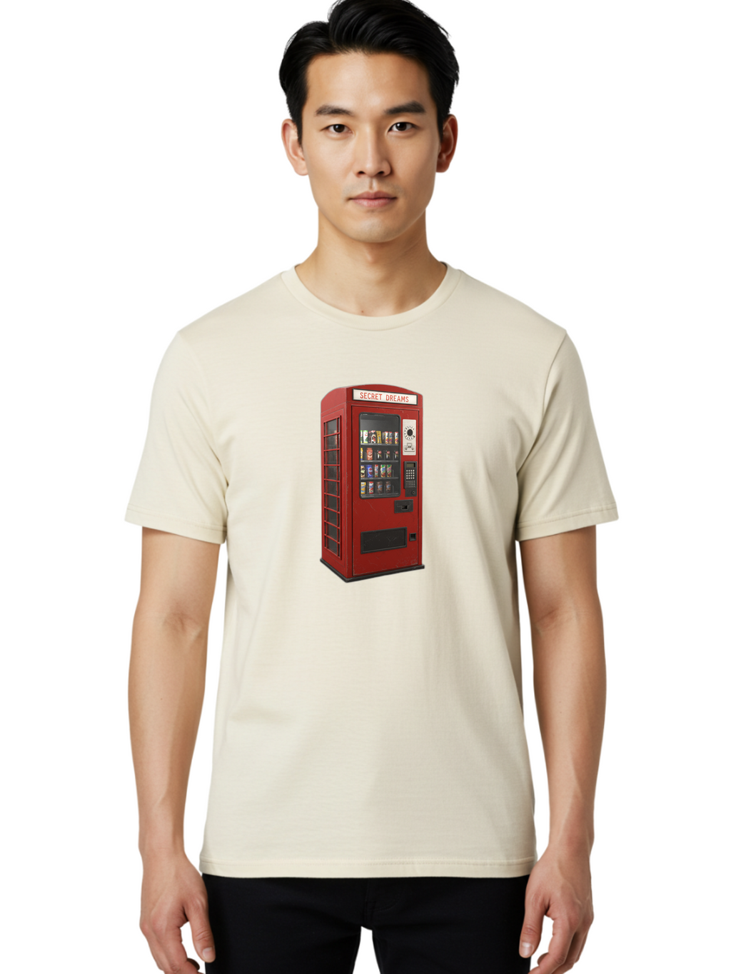Secret-Dreams-Vending-Machine Men'S Graphic Tee, 100% Cotton, Comfortable Casual Summer Wear, Machine Washable, Vintage Camera, Old Camera, Antique Camera, Black Camera, Classic Photography, Photography Equipment, Nostalgic Device, Ban440