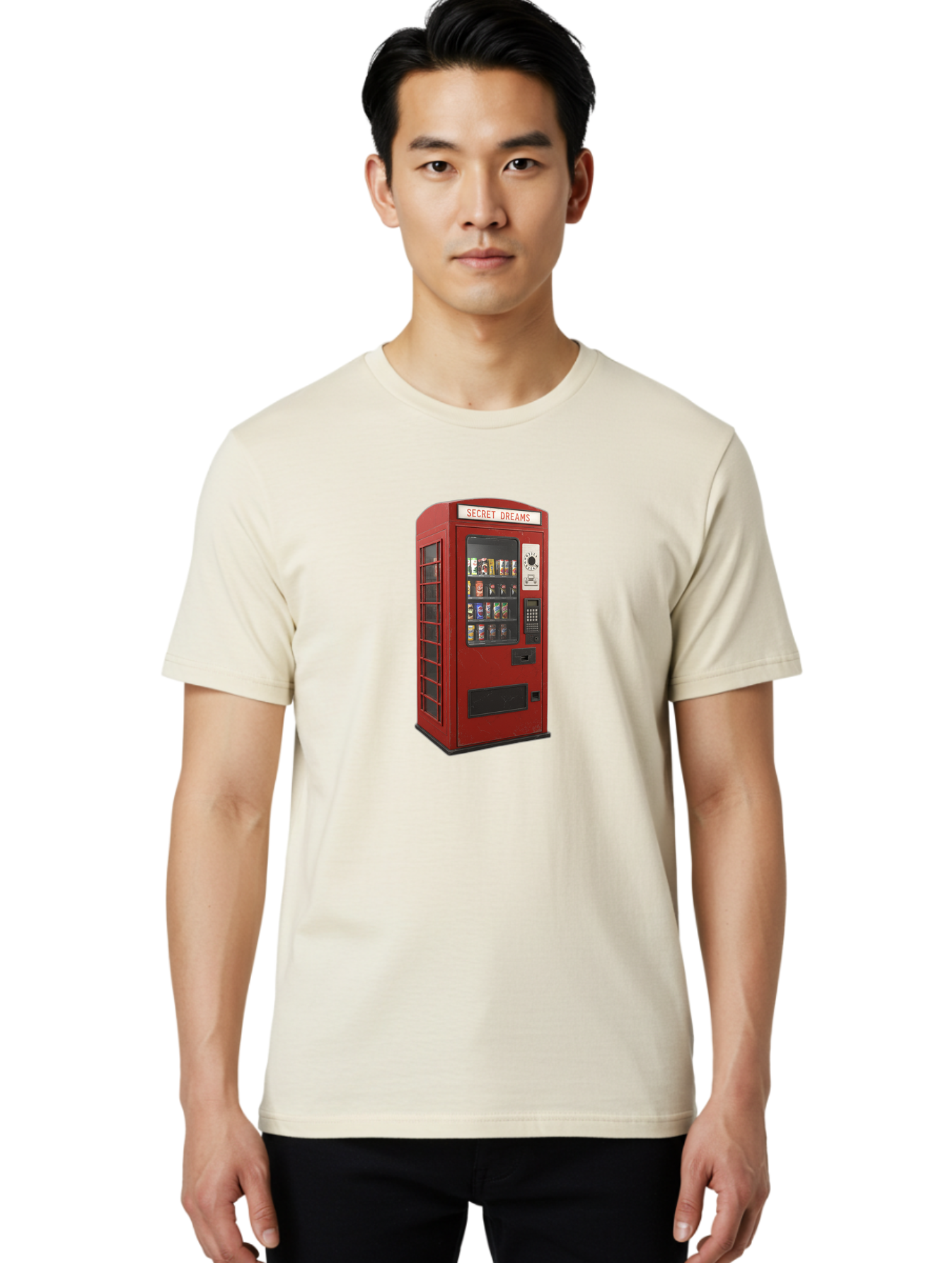 Secret-Dreams-Vending-Machine Men'S Graphic Tee, 100% Cotton, Comfortable Casual Summer Wear, Machine Washable, Vintage Camera, Old Camera, Antique Camera, Black Camera, Classic Photography, Photography Equipment, Nostalgic Device, Ban440