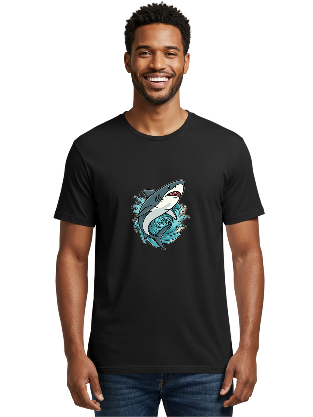 Shark-Attack Men'S Graphic Tee, 100% Cotton, Comfortable Casual Summer Wear, Machine Washable, Vintage Camera, Old Camera, Antique Camera, Black Camera, Classic Photography, Photography Equipment, Nostalgic Device, Film Camera, Camera Art Ban446