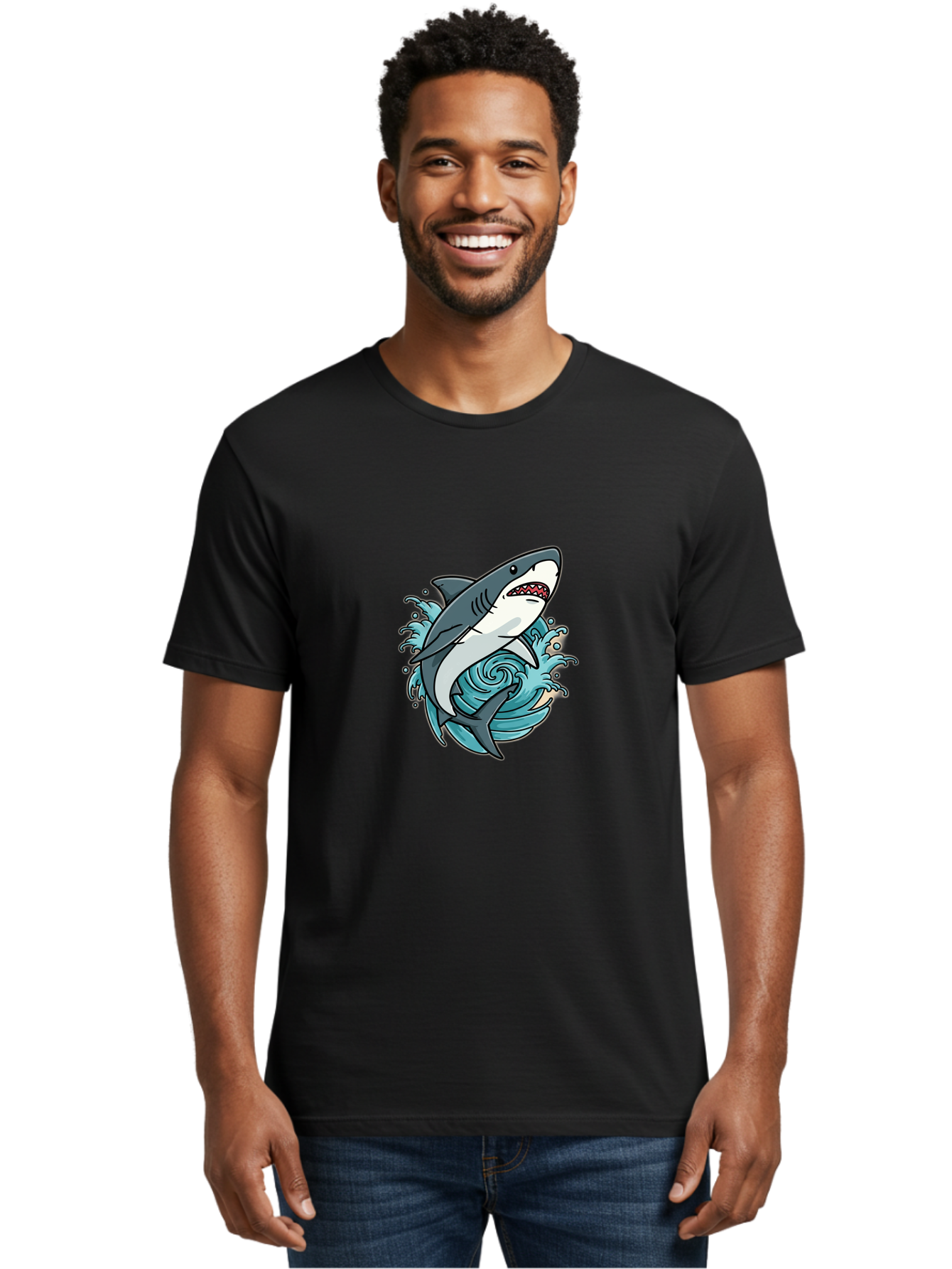 Shark-Attack Men'S Graphic Tee, 100% Cotton, Comfortable Casual Summer Wear, Machine Washable, Vintage Camera, Old Camera, Antique Camera, Black Camera, Classic Photography, Photography Equipment, Nostalgic Device, Film Camera, Camera Art Ban446