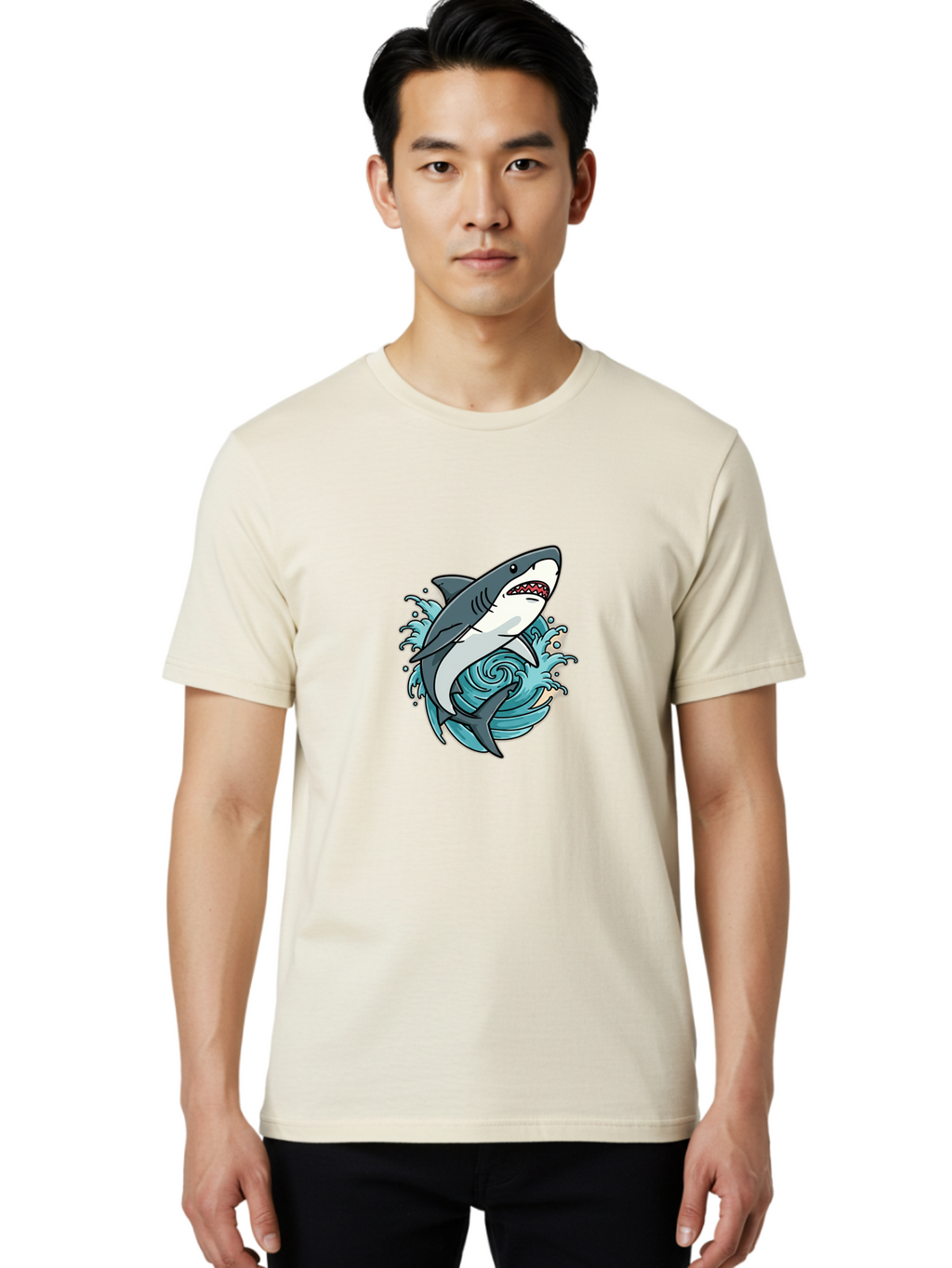 Shark-Attack Men'S Graphic Tee, 100% Cotton, Comfortable Casual Summer Wear, Machine Washable, Vintage Camera, Old Camera, Antique Camera, Black Camera, Classic Photography, Photography Equipment, Nostalgic Device, Film Camera, Camera Art Ban446
