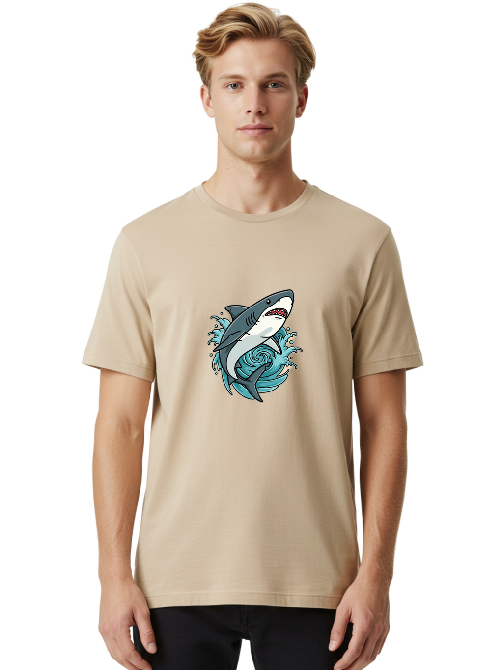 Shark-Attack Men'S Graphic Tee, 100% Cotton, Comfortable Casual Summer Wear, Machine Washable, Vintage Camera, Old Camera, Antique Camera, Black Camera, Classic Photography, Photography Equipment, Nostalgic Device, Film Camera, Camera Art Ban446