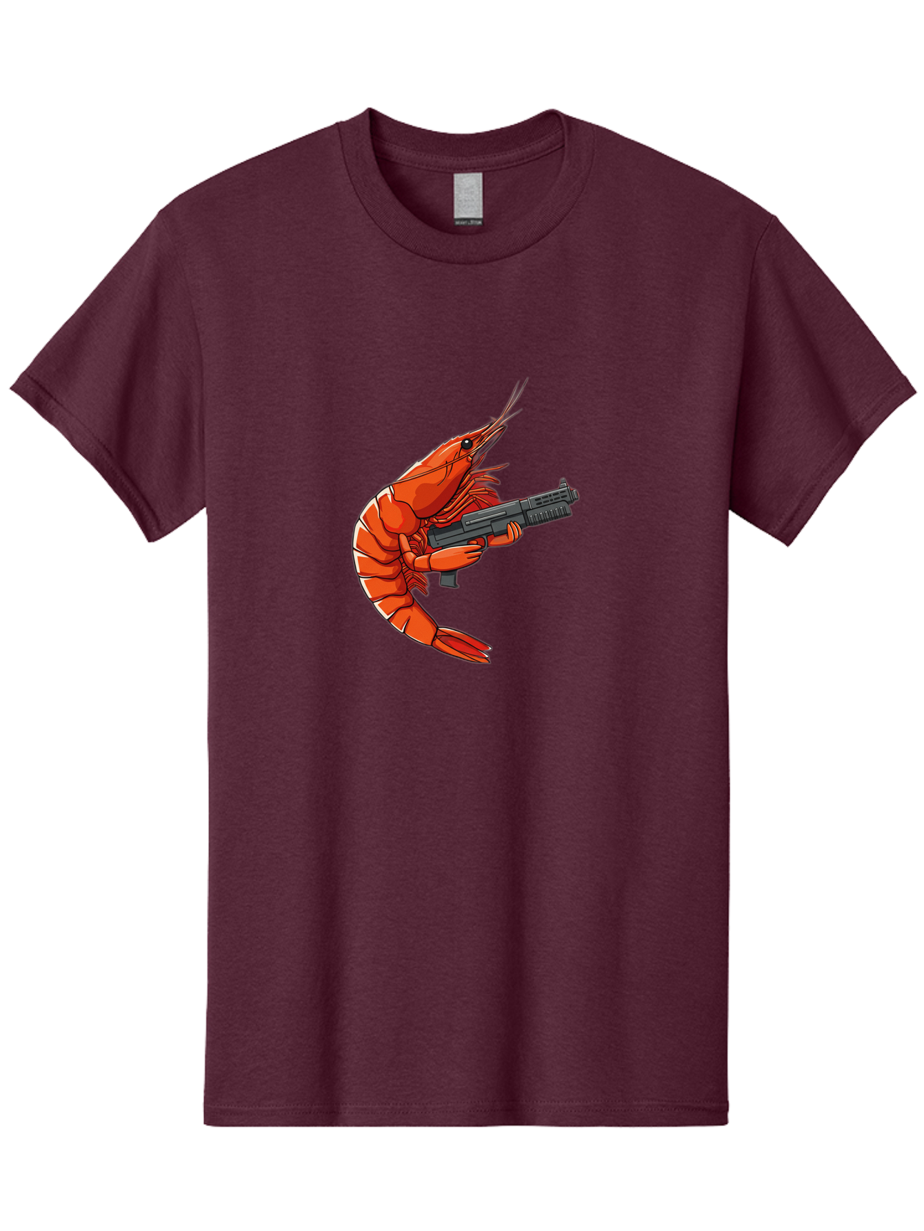 Shrimp-With-Gun-1 Men'S Graphic Tee, 100% Cotton, Comfortable Casual Summer Wear, Machine Washable, Vintage Camera, Old Camera, Antique Camera, Black Camera, Classic Photography, Photography Equipment, Nostalgic Device, Film Camera, Camera Art Ban460