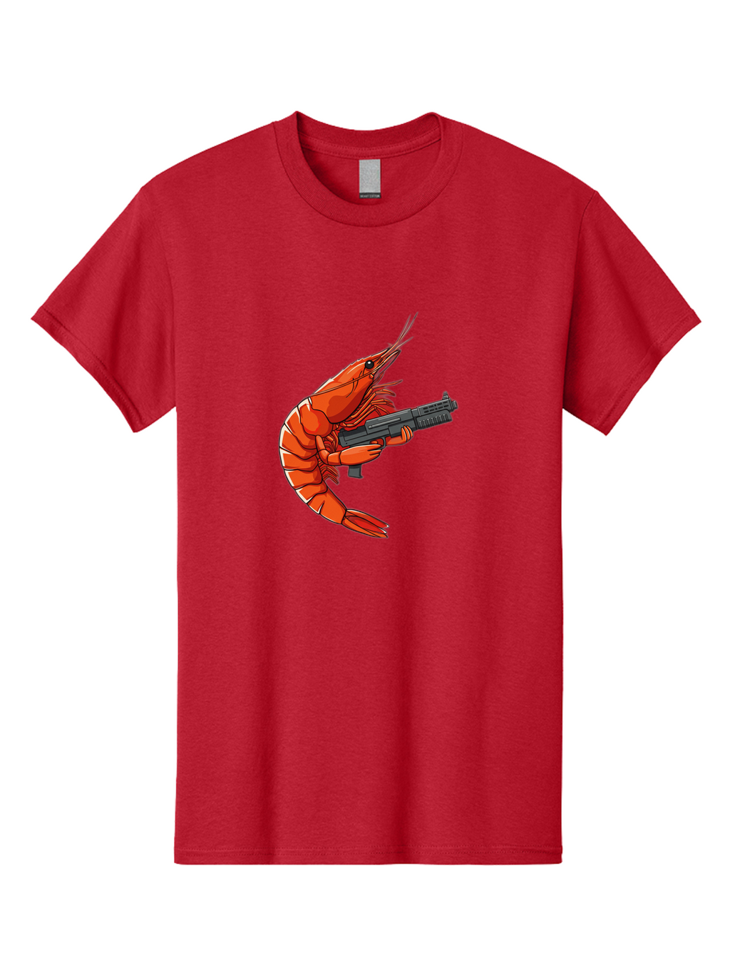 Shrimp-With-Gun-1 Men'S Graphic Tee, 100% Cotton, Comfortable Casual Summer Wear, Machine Washable, Vintage Camera, Old Camera, Antique Camera, Black Camera, Classic Photography, Photography Equipment, Nostalgic Device, Film Camera, Camera Art Ban460