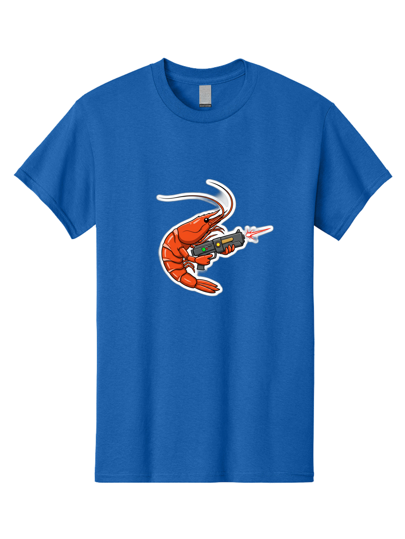 Shrimp-With-Gun-2 Men'S Graphic Tee, 100% Cotton, Comfortable Casual Summer Wear, Machine Washable, Vintage Camera, Old Camera, Antique Camera, Black Camera, Classic Photography, Photography Equipment, Nostalgic Device, Film Camera, Camera Art Ban461