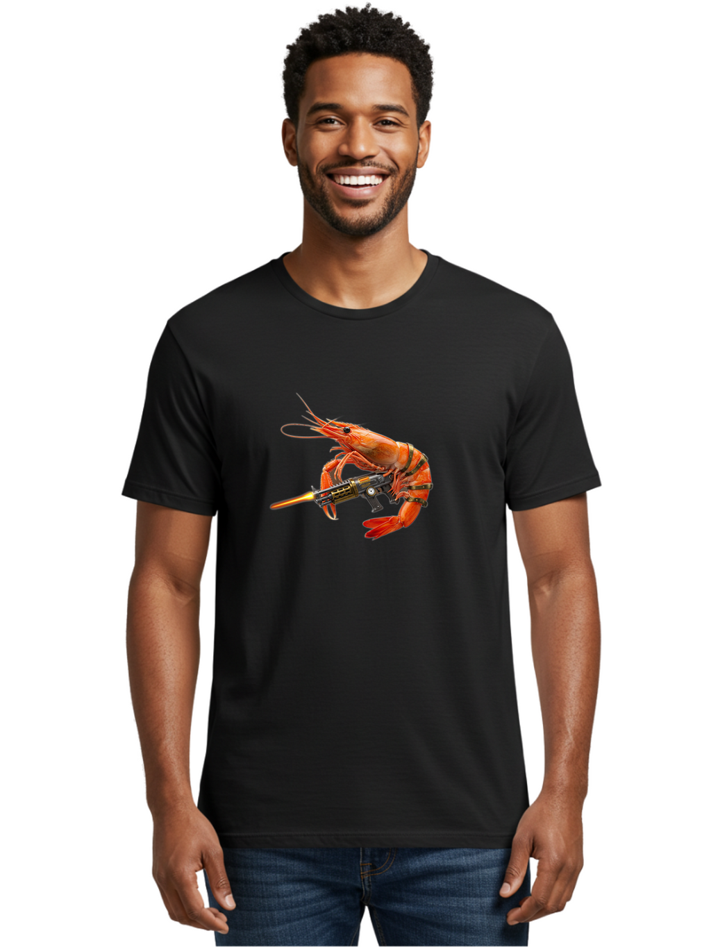 Shrimp-With-Gun Men'S Graphic Tee, 100% Cotton, Comfortable Casual Summer Wear, Machine Washable, Vintage Camera, Old Camera, Antique Camera, Black Camera, Classic Photography, Photography Equipment, Nostalgic Device, Film Camera, Camera Art Ban462