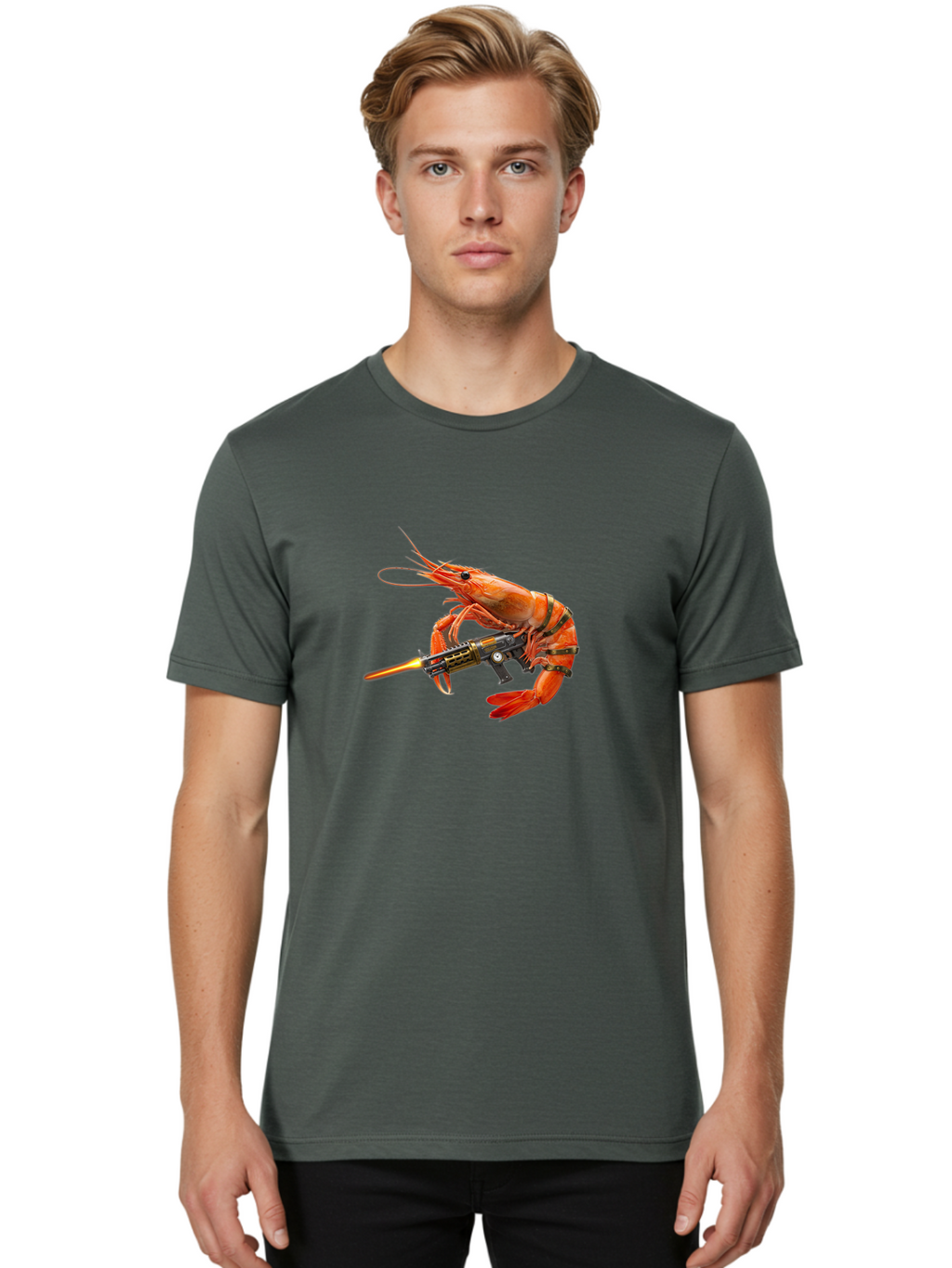 Shrimp-With-Gun Men'S Graphic Tee, 100% Cotton, Comfortable Casual Summer Wear, Machine Washable, Vintage Camera, Old Camera, Antique Camera, Black Camera, Classic Photography, Photography Equipment, Nostalgic Device, Film Camera, Camera Art Ban462