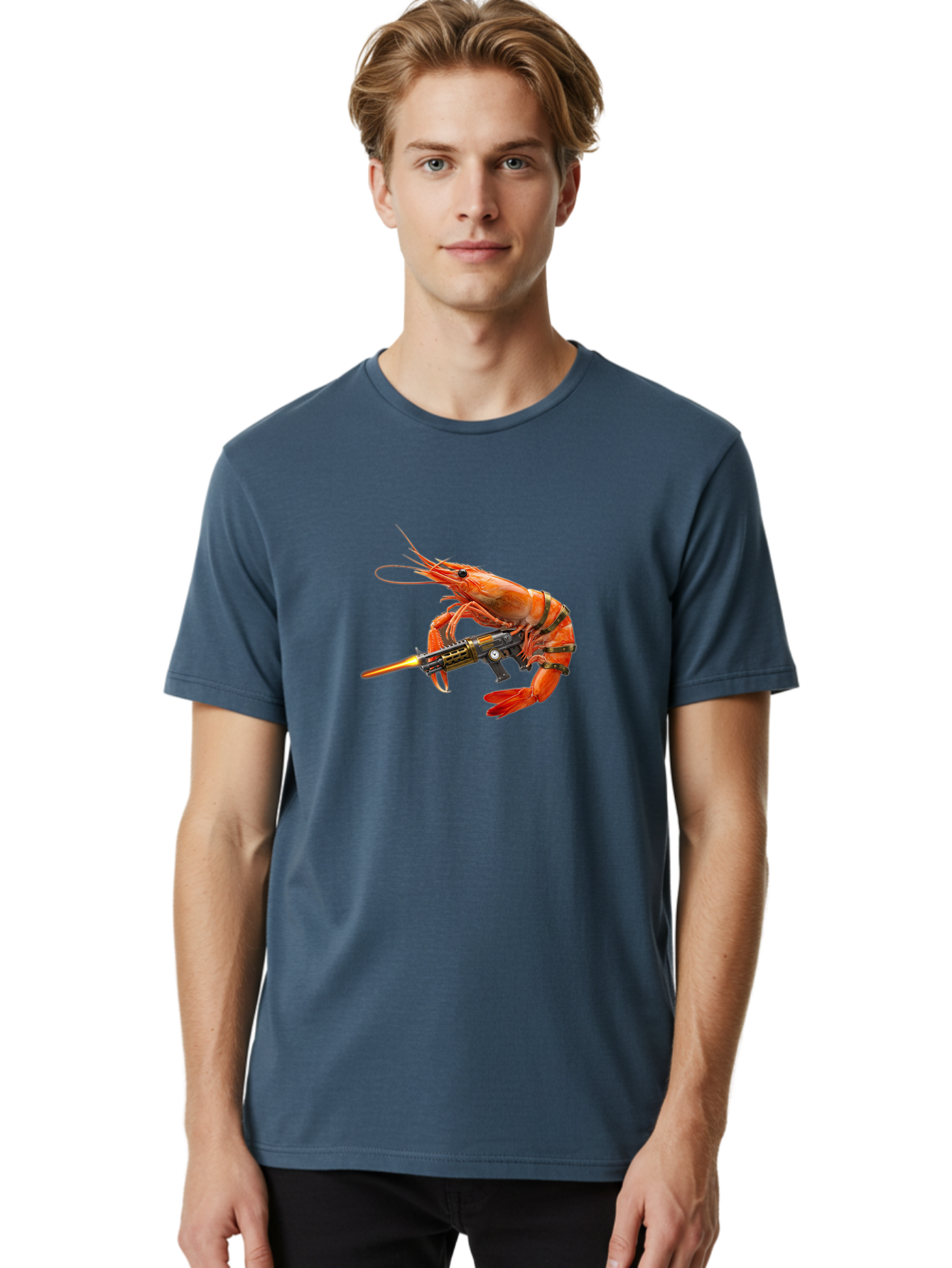 Shrimp-With-Gun Men'S Graphic Tee, 100% Cotton, Comfortable Casual Summer Wear, Machine Washable, Vintage Camera, Old Camera, Antique Camera, Black Camera, Classic Photography, Photography Equipment, Nostalgic Device, Film Camera, Camera Art Ban462