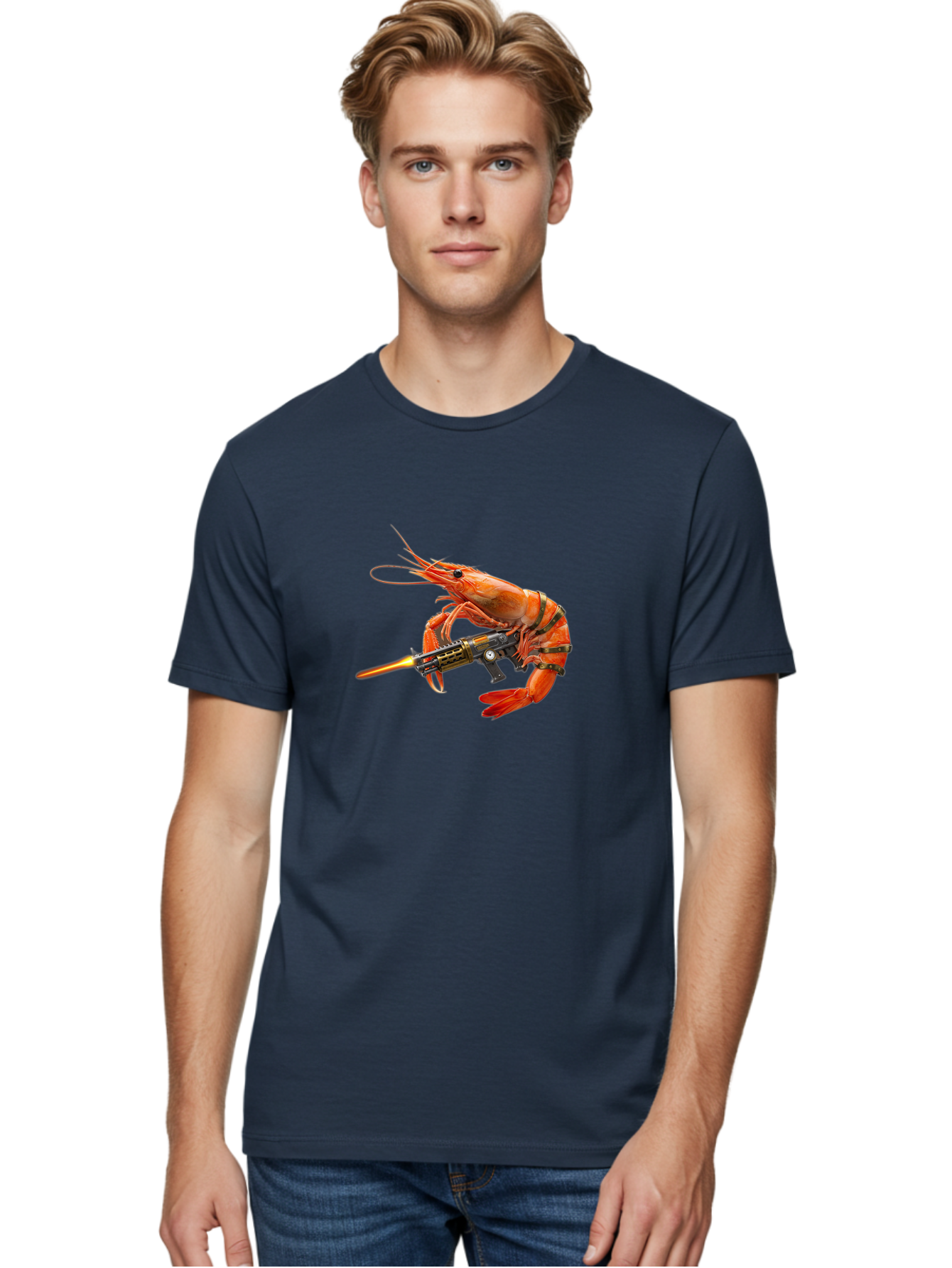 Shrimp-With-Gun Men'S Graphic Tee, 100% Cotton, Comfortable Casual Summer Wear, Machine Washable, Vintage Camera, Old Camera, Antique Camera, Black Camera, Classic Photography, Photography Equipment, Nostalgic Device, Film Camera, Camera Art Ban462