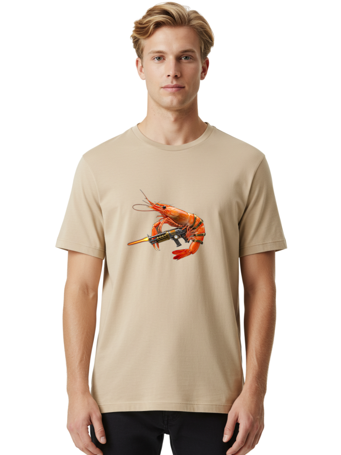Shrimp-With-Gun Men'S Graphic Tee, 100% Cotton, Comfortable Casual Summer Wear, Machine Washable, Vintage Camera, Old Camera, Antique Camera, Black Camera, Classic Photography, Photography Equipment, Nostalgic Device, Film Camera, Camera Art Ban462