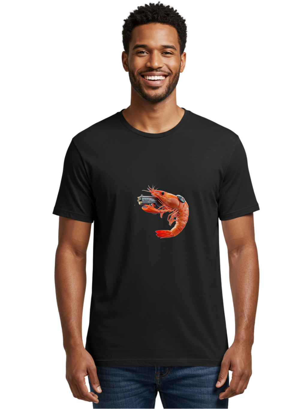 Shrimp-With-Pistol Men'S Graphic Tee, 100% Cotton, Comfortable Casual Summer Wear, Machine Washable, Vintage Camera, Old Camera, Antique Camera, Black Camera, Classic Photography, Photography Equipment, Nostalgic Device, Film Camera, Ban464