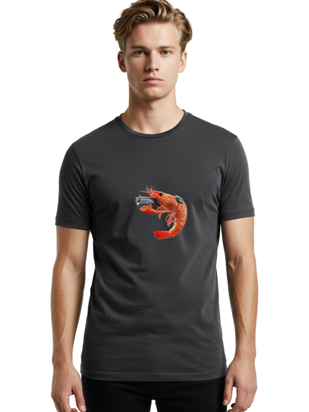 Shrimp-With-Pistol Men'S Graphic Tee, 100% Cotton, Comfortable Casual Summer Wear, Machine Washable, Vintage Camera, Old Camera, Antique Camera, Black Camera, Classic Photography, Photography Equipment, Nostalgic Device, Film Camera, Ban464