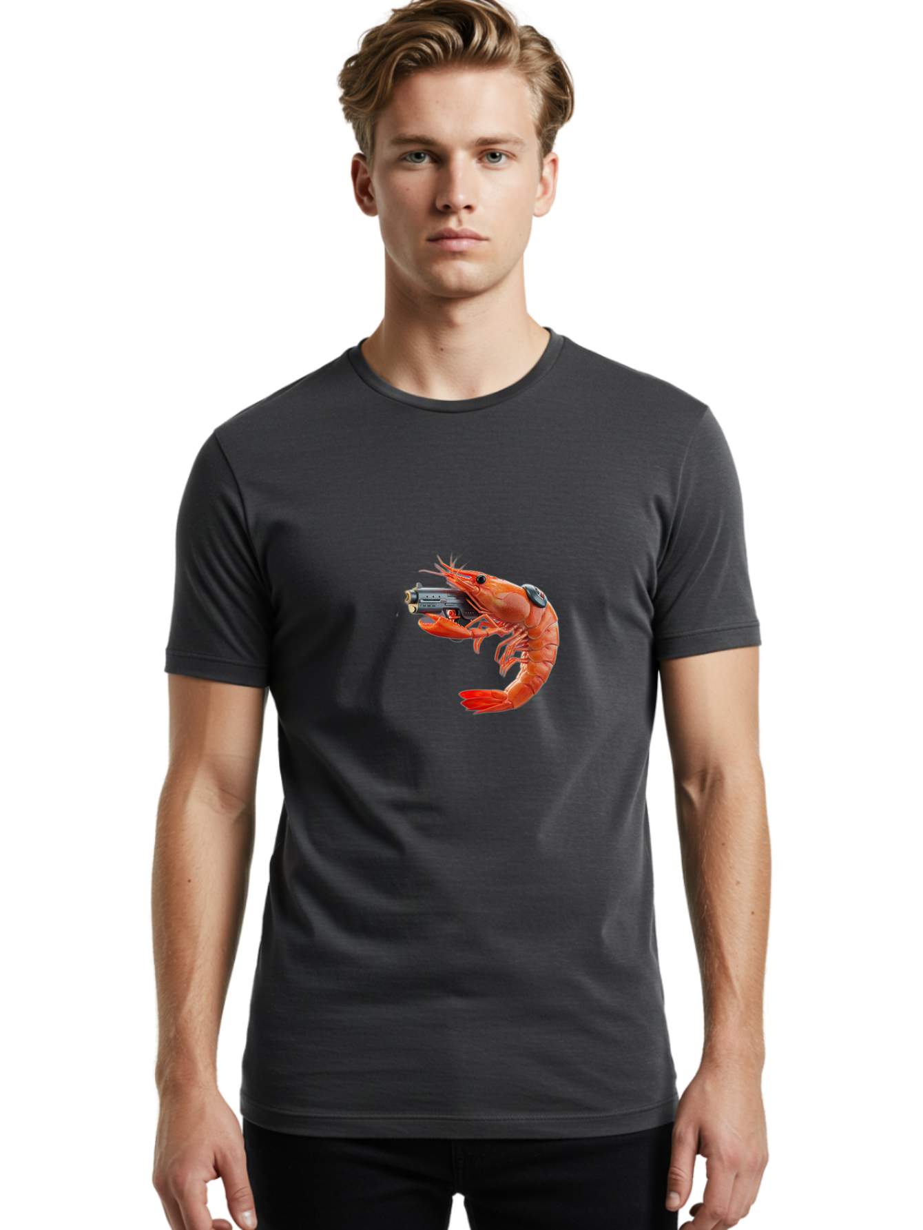 Shrimp-With-Pistol Men'S Graphic Tee, 100% Cotton, Comfortable Casual Summer Wear, Machine Washable, Vintage Camera, Old Camera, Antique Camera, Black Camera, Classic Photography, Photography Equipment, Nostalgic Device, Film Camera, Ban464