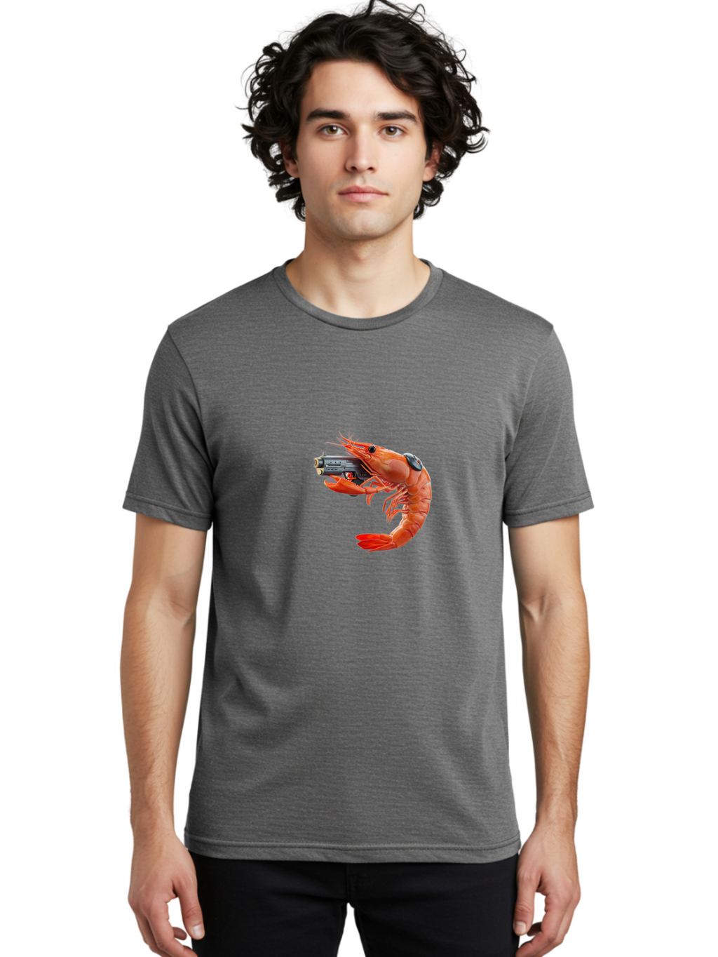 Shrimp-With-Pistol Men'S Graphic Tee, 100% Cotton, Comfortable Casual Summer Wear, Machine Washable, Vintage Camera, Old Camera, Antique Camera, Black Camera, Classic Photography, Photography Equipment, Nostalgic Device, Film Camera, Ban464