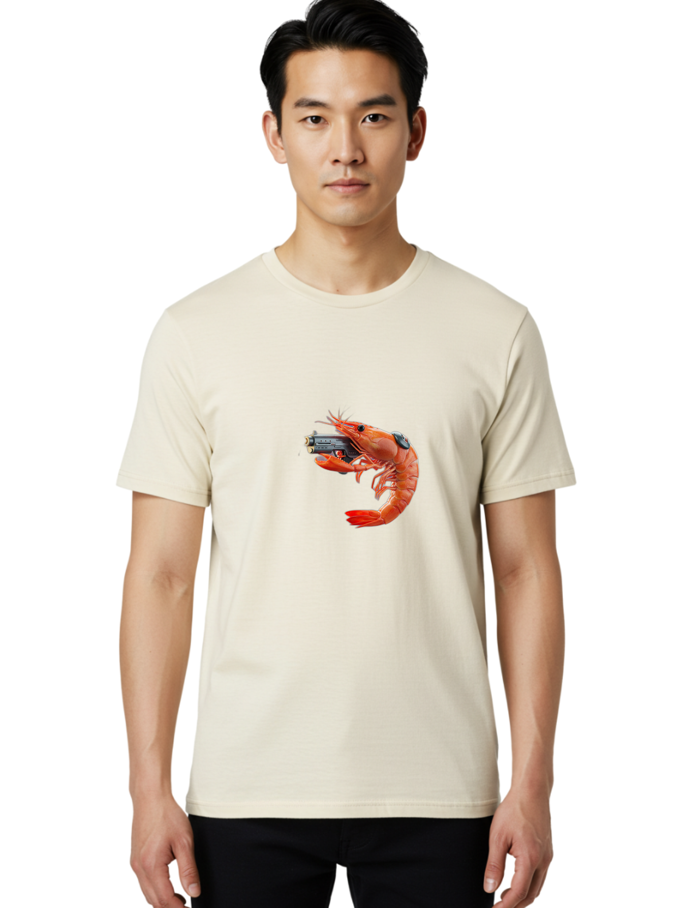 Shrimp-With-Pistol Men'S Graphic Tee, 100% Cotton, Comfortable Casual Summer Wear, Machine Washable, Vintage Camera, Old Camera, Antique Camera, Black Camera, Classic Photography, Photography Equipment, Nostalgic Device, Film Camera, Ban464