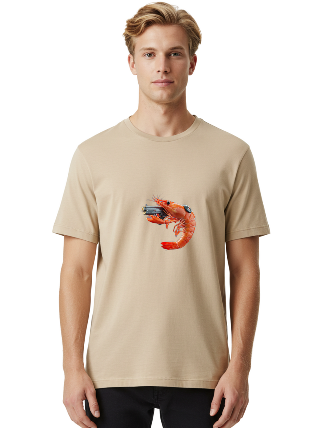 Shrimp-With-Pistol Men'S Graphic Tee, 100% Cotton, Comfortable Casual Summer Wear, Machine Washable, Vintage Camera, Old Camera, Antique Camera, Black Camera, Classic Photography, Photography Equipment, Nostalgic Device, Film Camera, Ban464