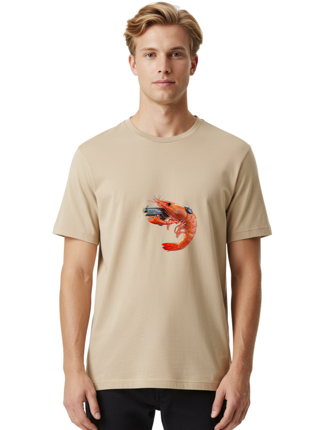 Shrimp-With-Pistol Men'S Graphic Tee, 100% Cotton, Comfortable Casual Summer Wear, Machine Washable, Vintage Camera, Old Camera, Antique Camera, Black Camera, Classic Photography, Photography Equipment, Nostalgic Device, Film Camera, Ban464