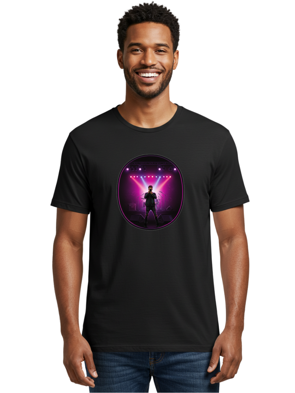 Singer-On-Stage Men'S Graphic Tee, 100% Cotton, Comfortable Casual Summer Wear, Machine Washable, Vintage Camera, Old Camera, Antique Camera, Black Camera, Classic Photography, Photography Equipment, Nostalgic Device, Film Camera, Camera Art Ban472