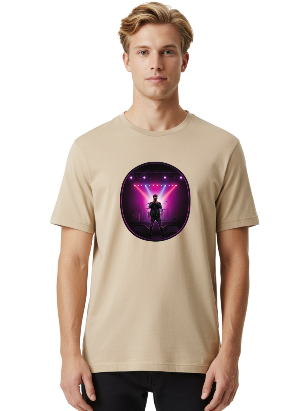 Singer-On-Stage Men'S Graphic Tee, 100% Cotton, Comfortable Casual Summer Wear, Machine Washable, Vintage Camera, Old Camera, Antique Camera, Black Camera, Classic Photography, Photography Equipment, Nostalgic Device, Film Camera, Camera Art Ban472