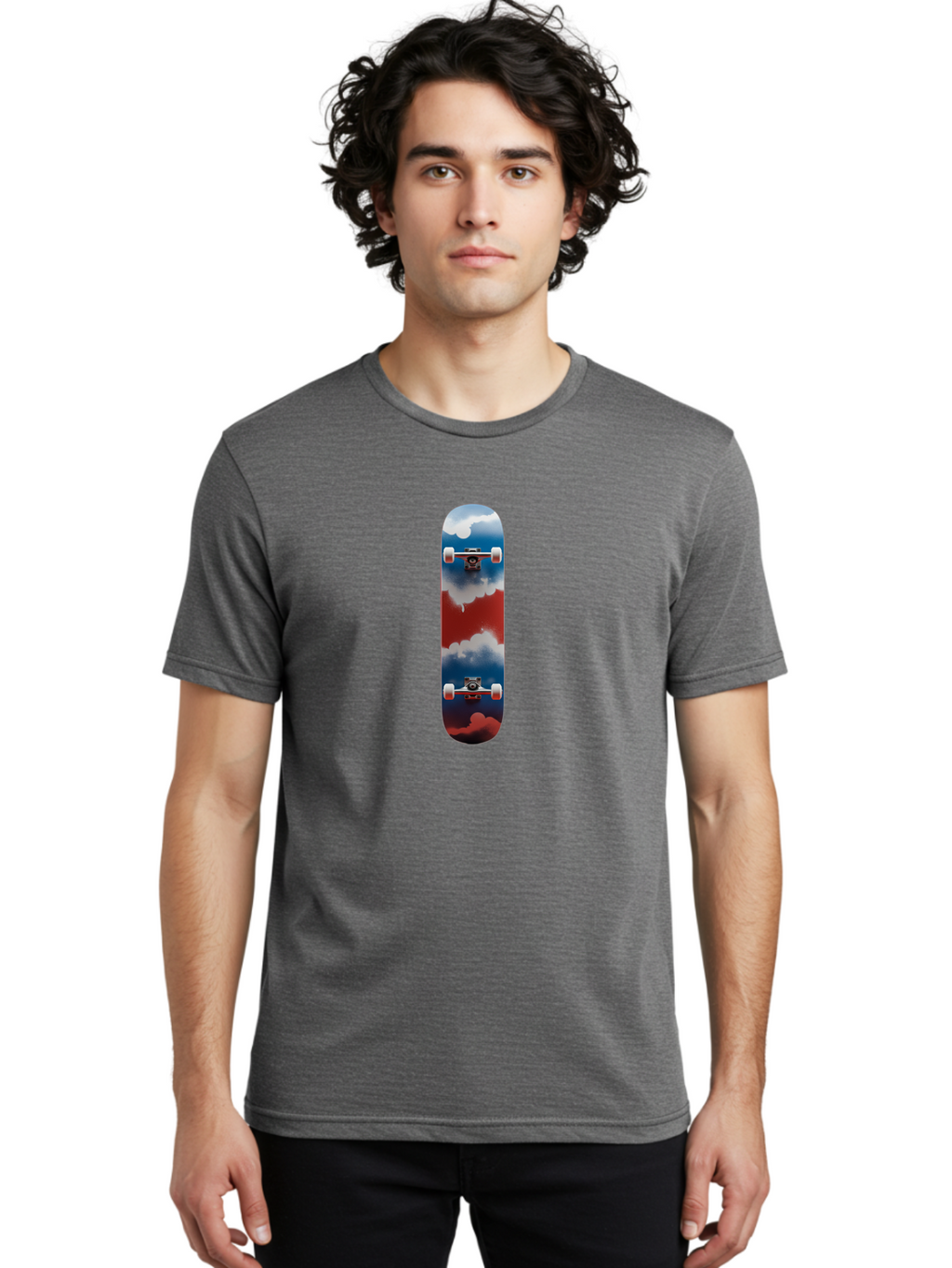 Skateboard-Flying-With-Clouds Men'S Graphic Tee, 100% Cotton, Comfortable Casual Summer Wear, Machine Washable, Vintage Camera, Old Camera, Antique Camera, Black Camera, Classic Photography, Photography Equipment, Nostalgic Device, Ban473